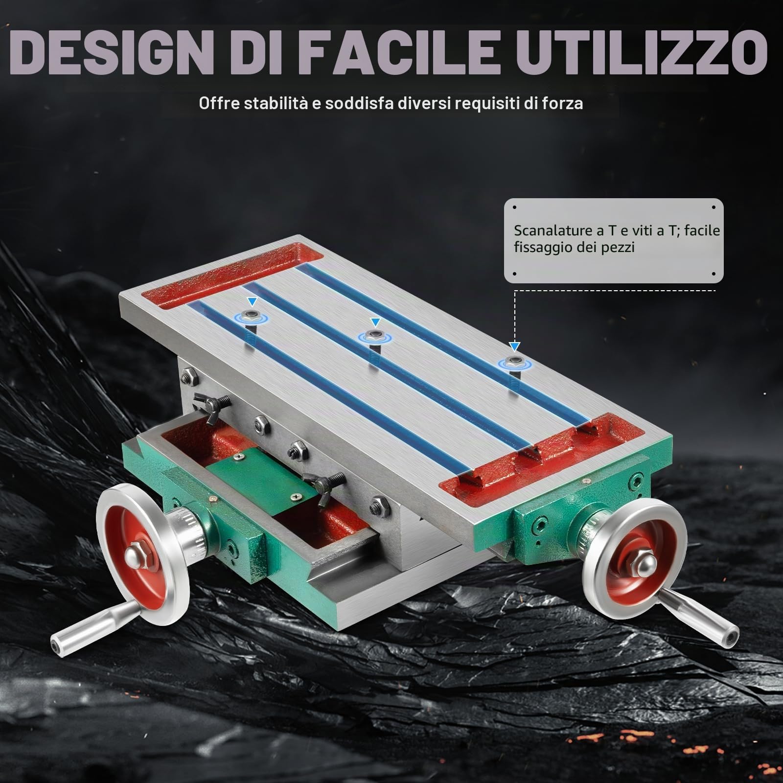 Tavolo a croce multifunzione per fresatura e fresatura in metallo, tavolo di coordinate per trapano a colonna per foratura e fresatura, 450 x 170 mm