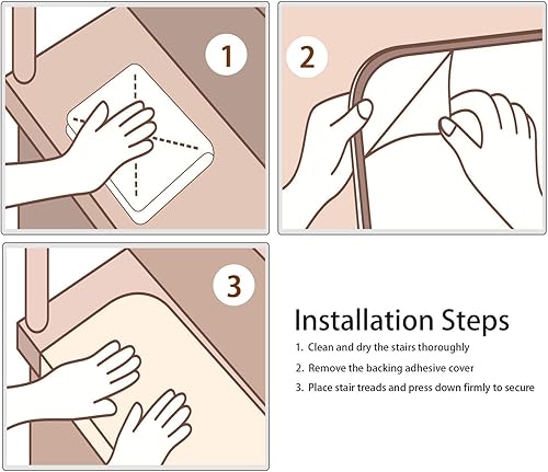 Miniatura 9 de PURE ERA Bullnose - Juego de peldaños para escaleras sin cinta, antideslizante, protectores de escaleras para interiores, fundas suaves y