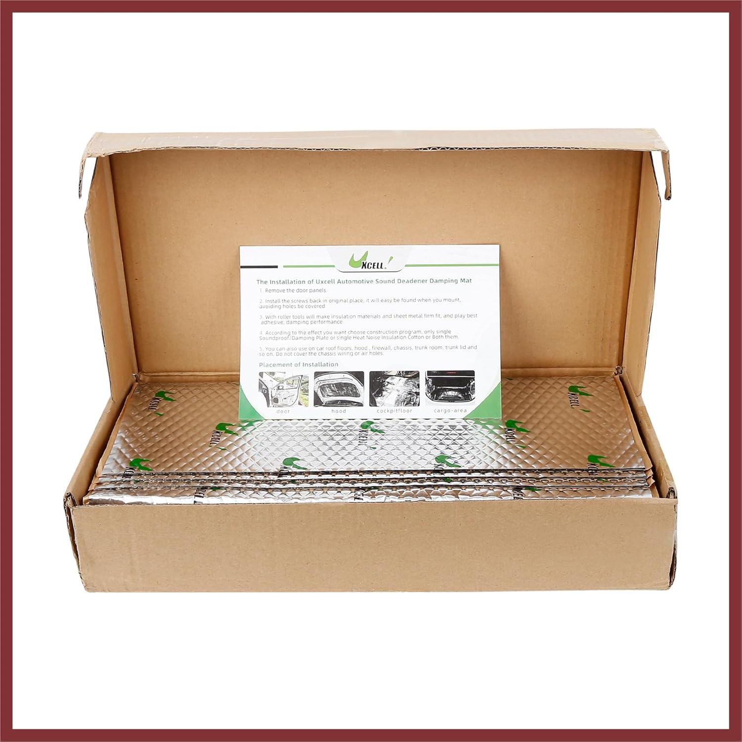 10pcs 80mil 25sqft Car Sound Deadener Heat Insulation Mat Butyl Pad Damping Self Adhesive Deadening Material Door Roof Floor Automobile Sound Barrier Vehicle Components Replace Parts