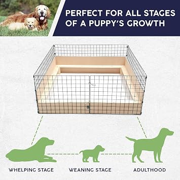 Whelping Box 1.2m x 1.2m – Extra Strong Whelping Box for Dogs | Pig Rails | Spacious Whelping Pen for Puppies | Easy-Clean, Durable Puppy Birthing Box for All Dogs