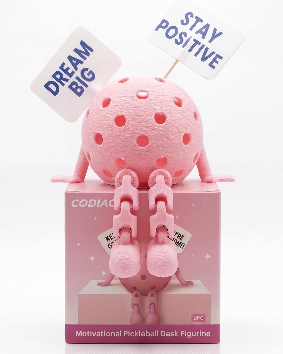 Funny Pickleball Desk Companion - Long Legged Pickleball Figurine, Motivational Shelf Sitter & Court Inspired Desk Ornament, Unique Gift for Pickleballers, Players, Coaches & Paddle Fans