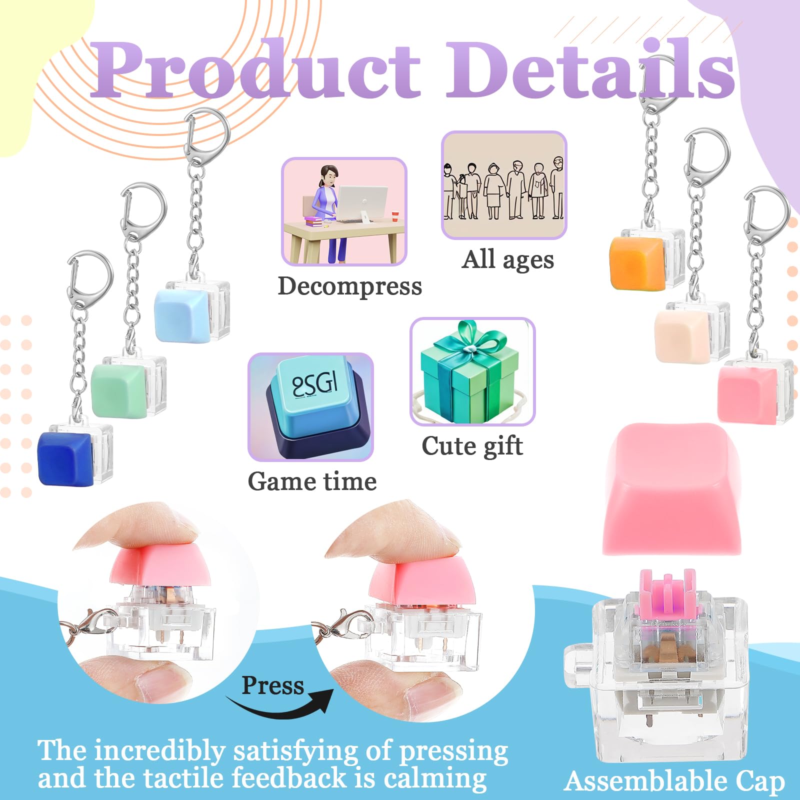 MBAIYO 6 Pack Keyboard Fidget - Image 3