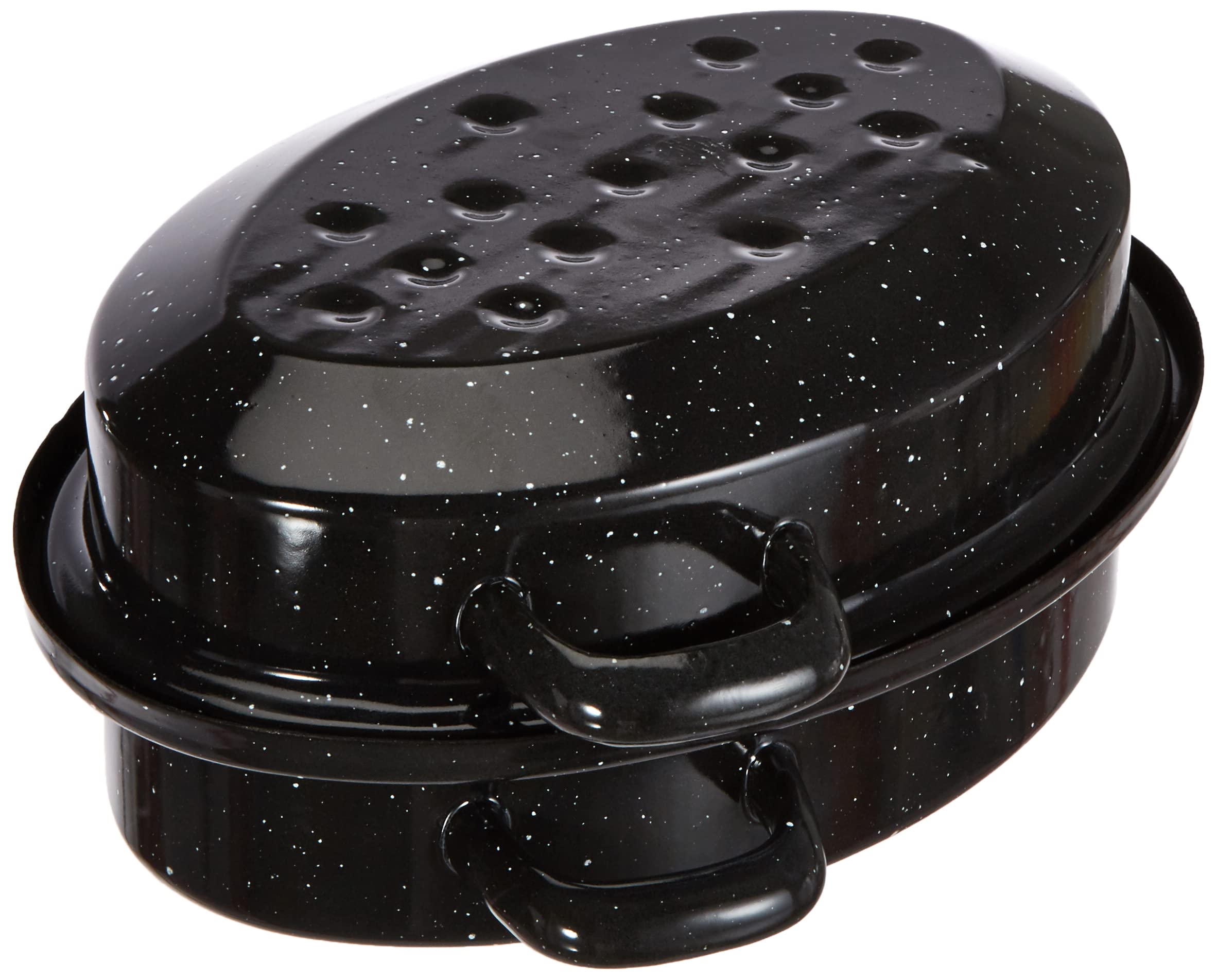 KRÜGERBlack and White Speckled Enamel Goose Roasting Dish 26 cm