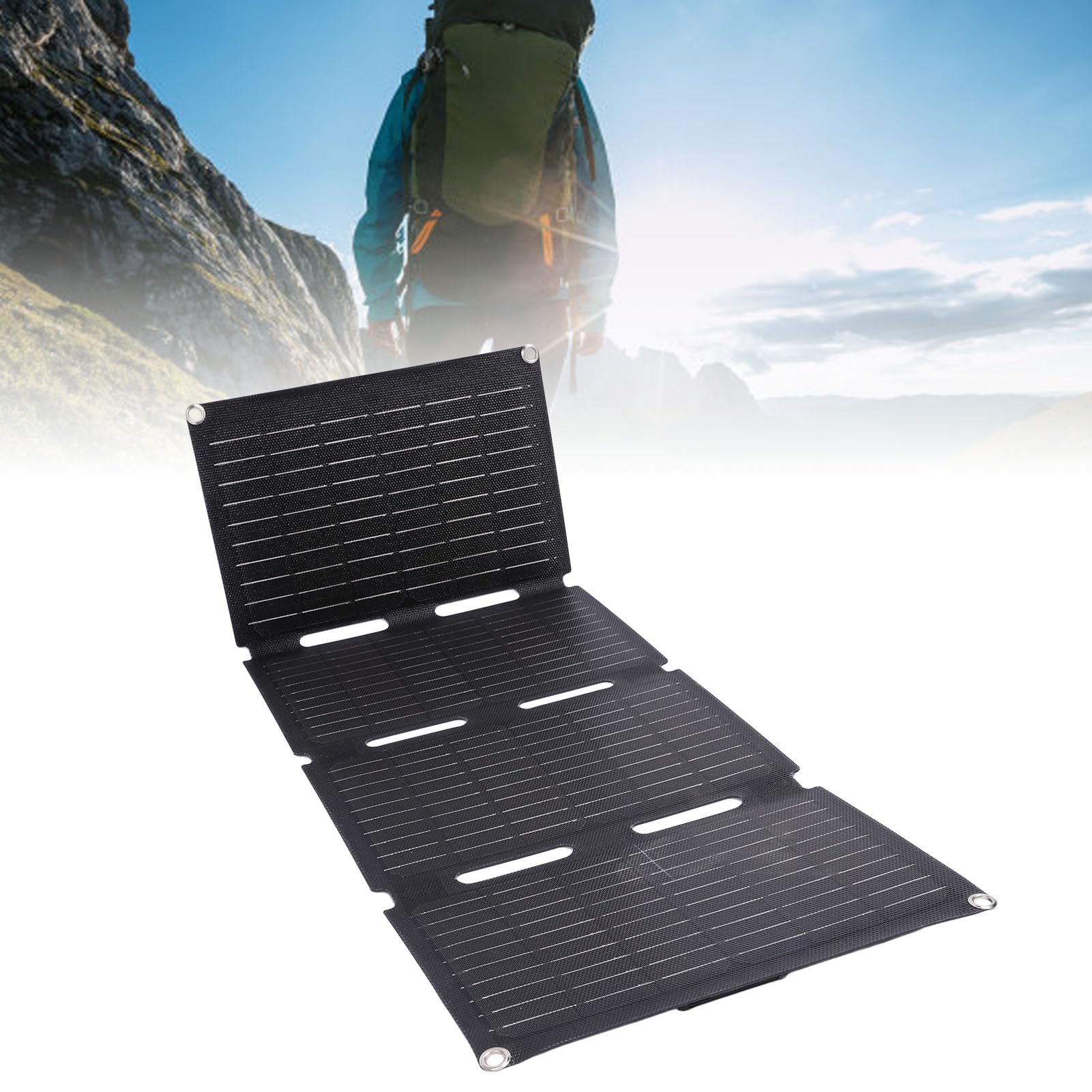 Caricatore a Pannello Solare Pieghevole da 80 W Pannello Solare USB Monocristallino Portatile Impermeabile Ed Efficiente per L'escursionismo in Campeggio