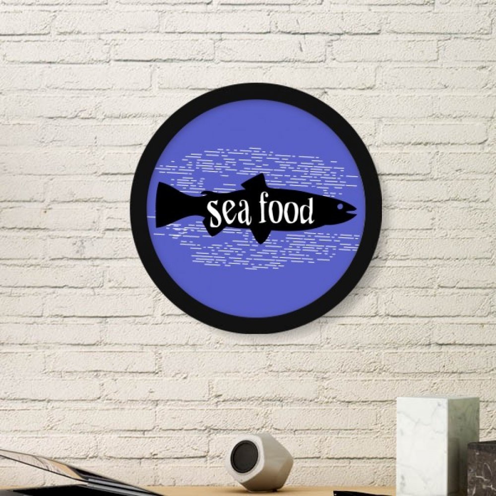 Cadre photo poisson bois noir rond peinture art naturel décoration maison Medium