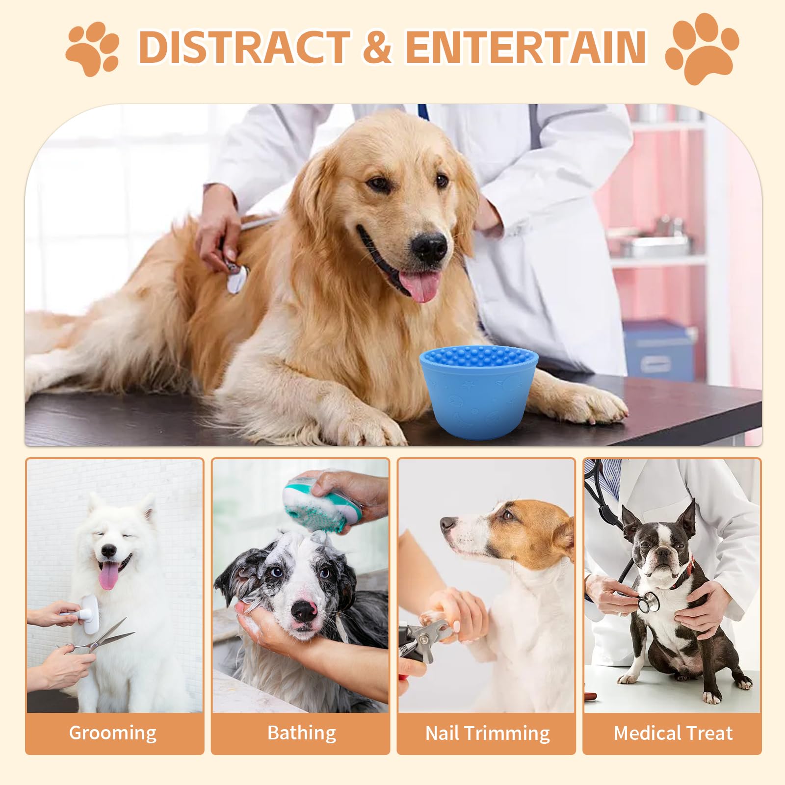 Cuenco para lamer perros, plato de silicona antiasfixia para mascotas, dispensador de golosinas de alimentación lenta para aliviar la ansiedad, cuenco antideslizante para lamer perros, juguete