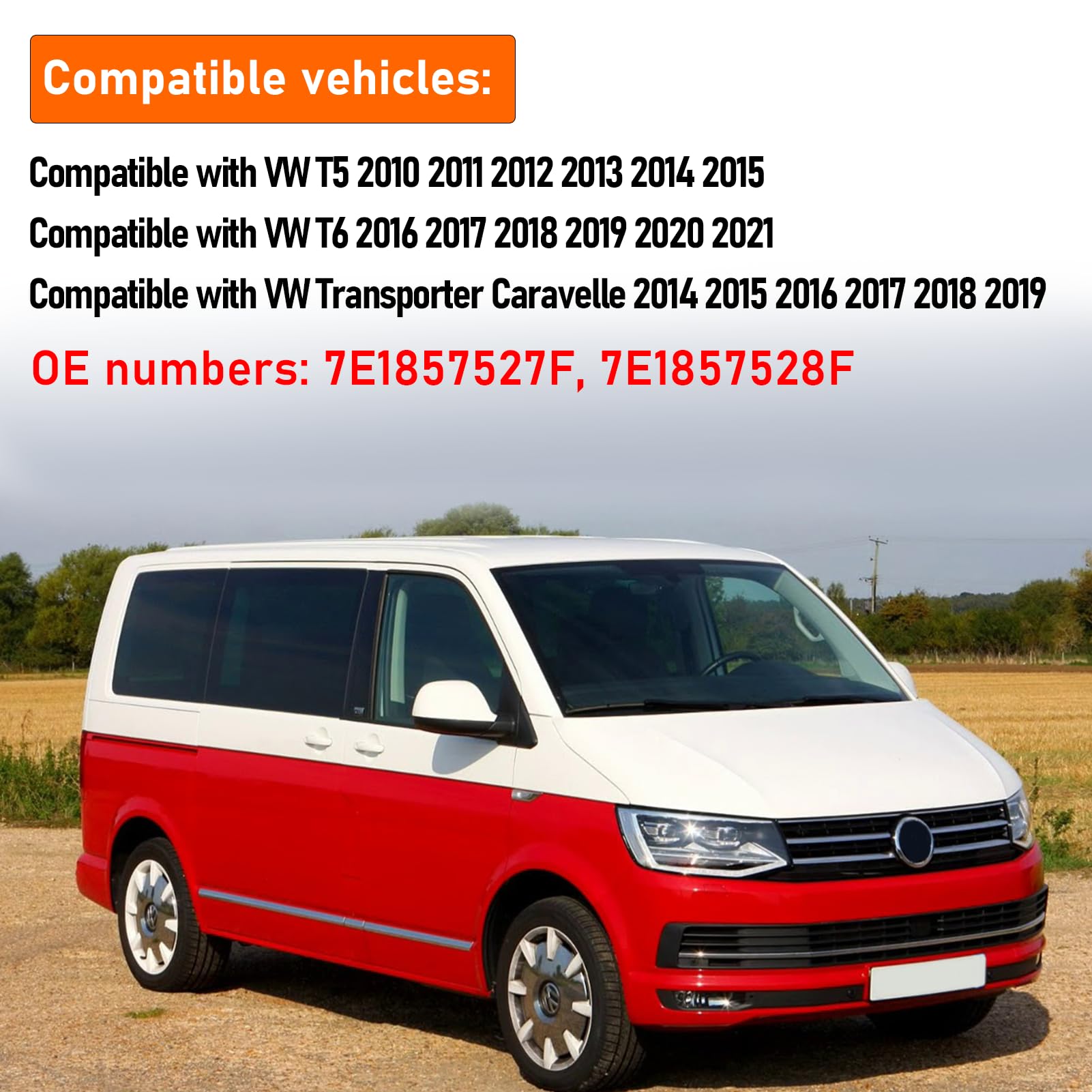 TTCR-II Compatibles avec Coque Rétroviseur VW T5/T6/Transporter Caravelle
