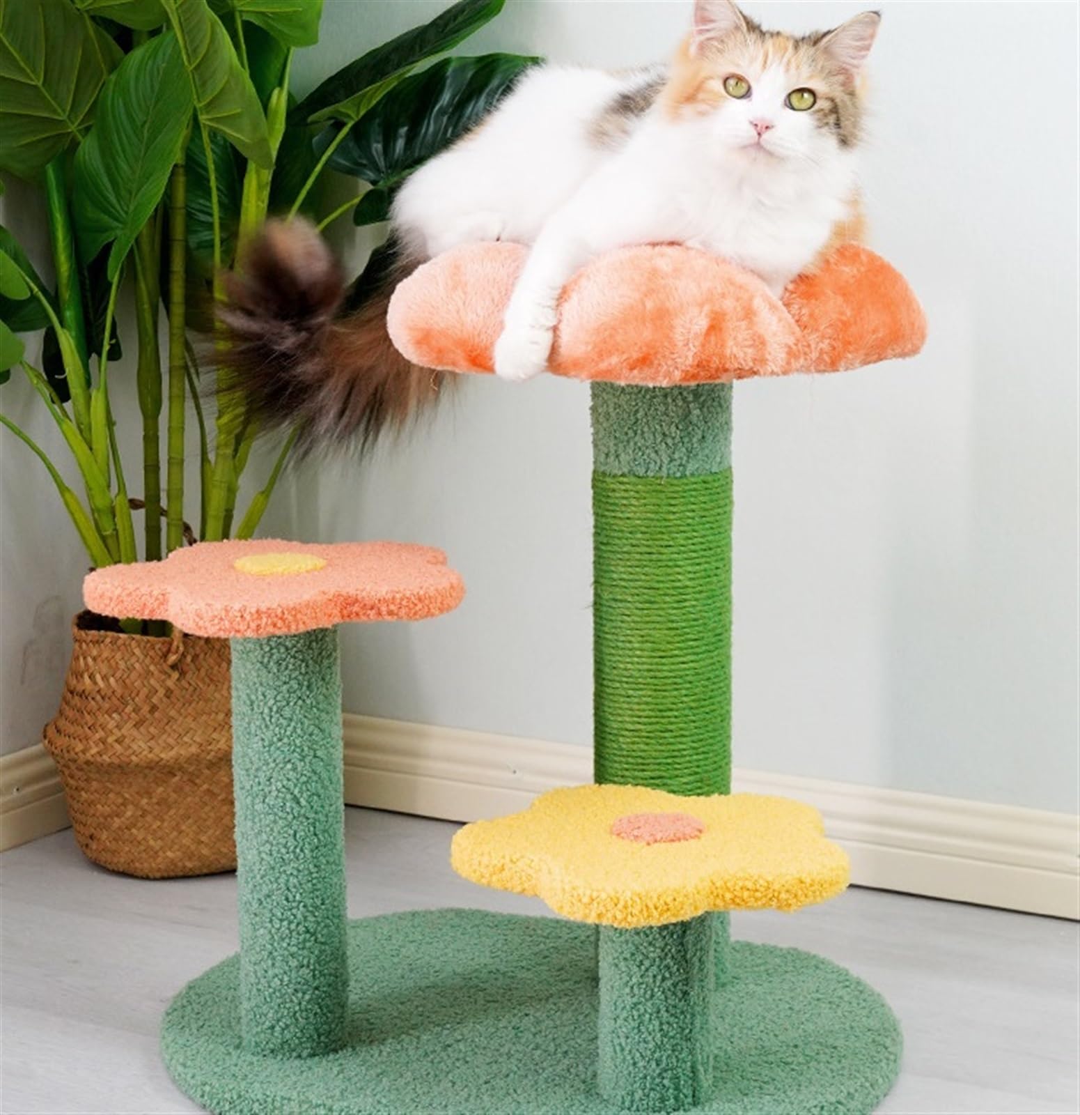 Albero per Gatti da Interno Esterno Struttura da Arrampicata per Gatti Tiragraffi per Gatti Tiragraffi per Gatti Torre per Gatti Piattaforma per Saltare con Fiori