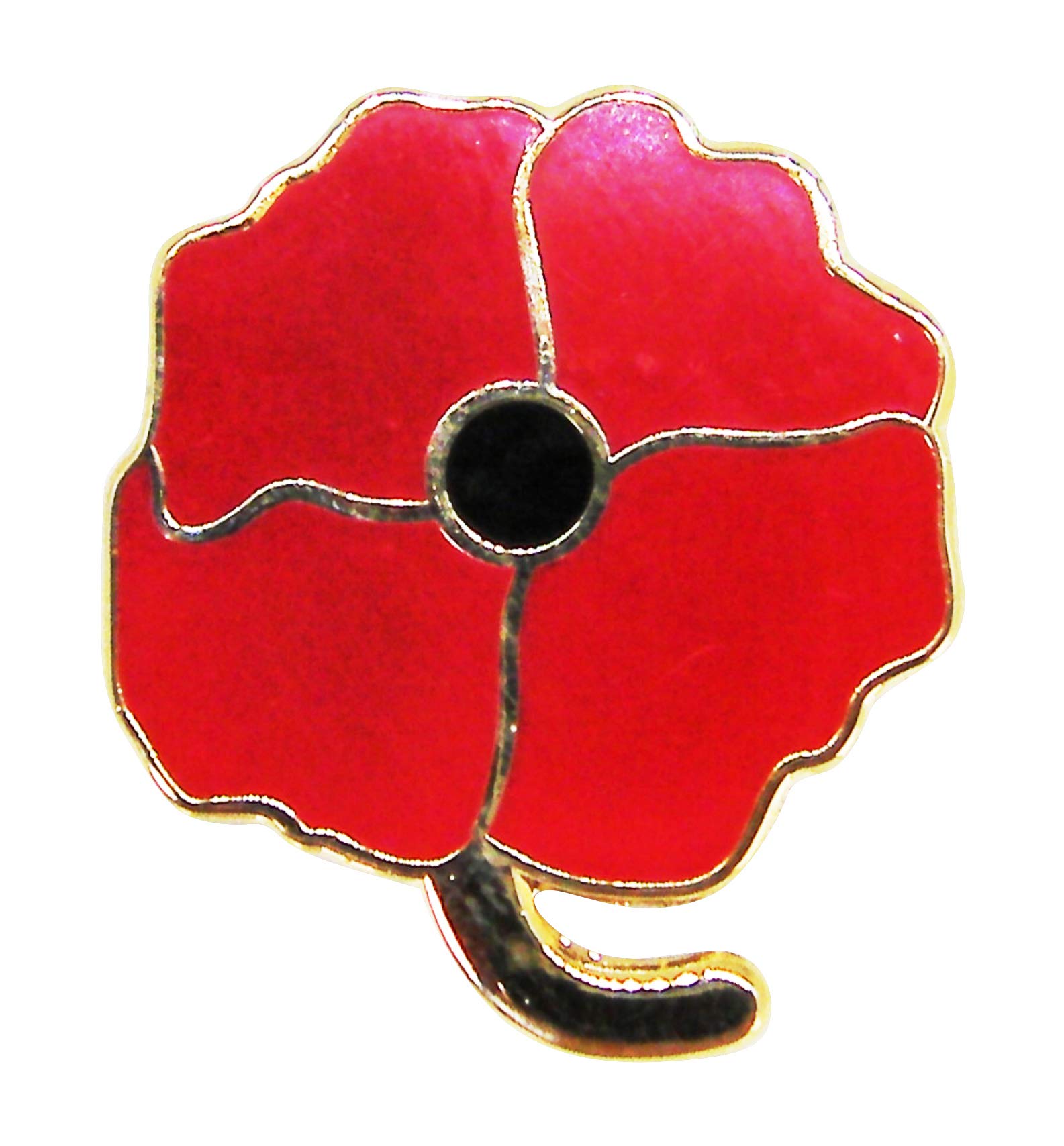 Senlak Men's Gold Four Petal Poppy Pin Badge- Remembrance Day