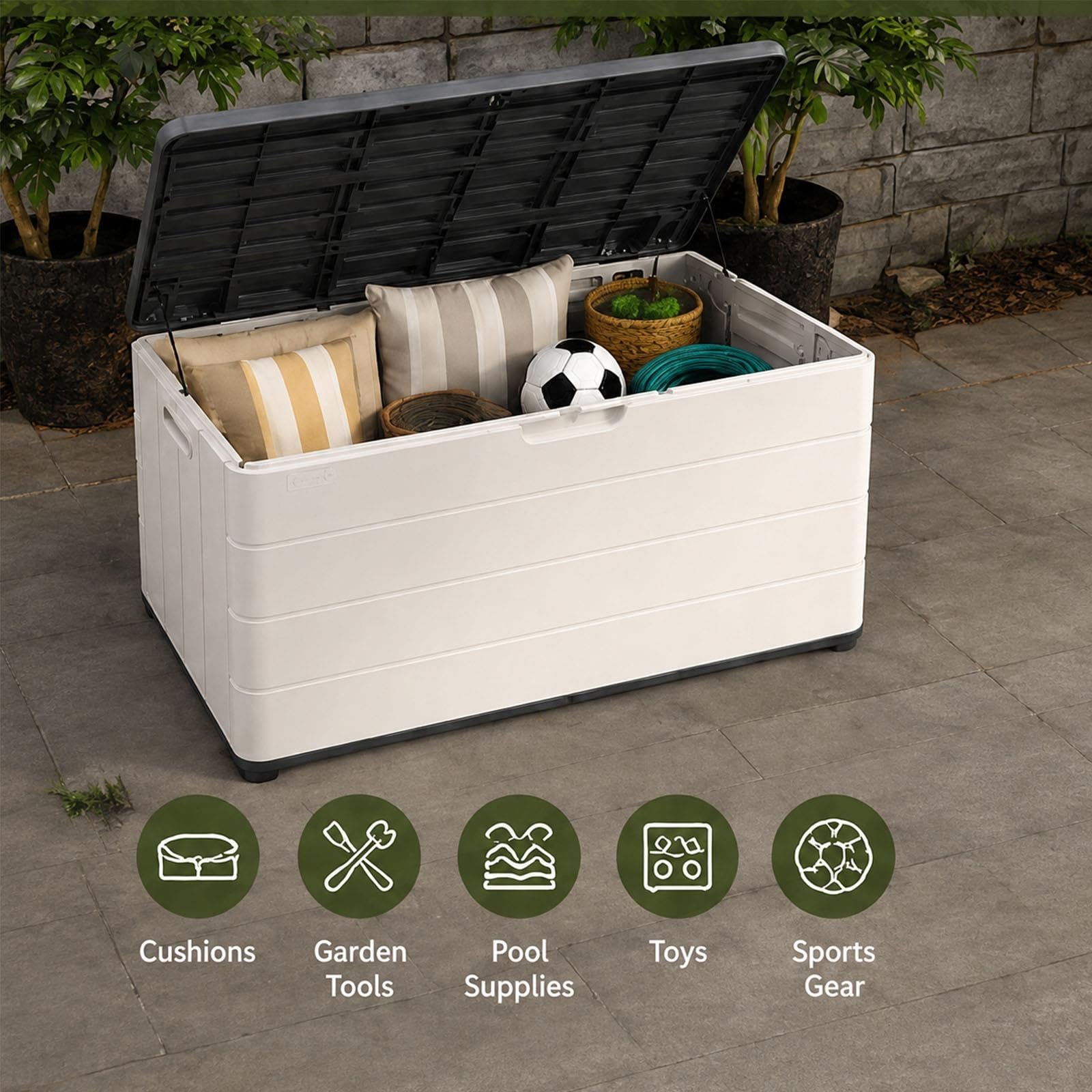 Generisch Wetterfeste HDPE Gartenbox mit Rollen for draußen