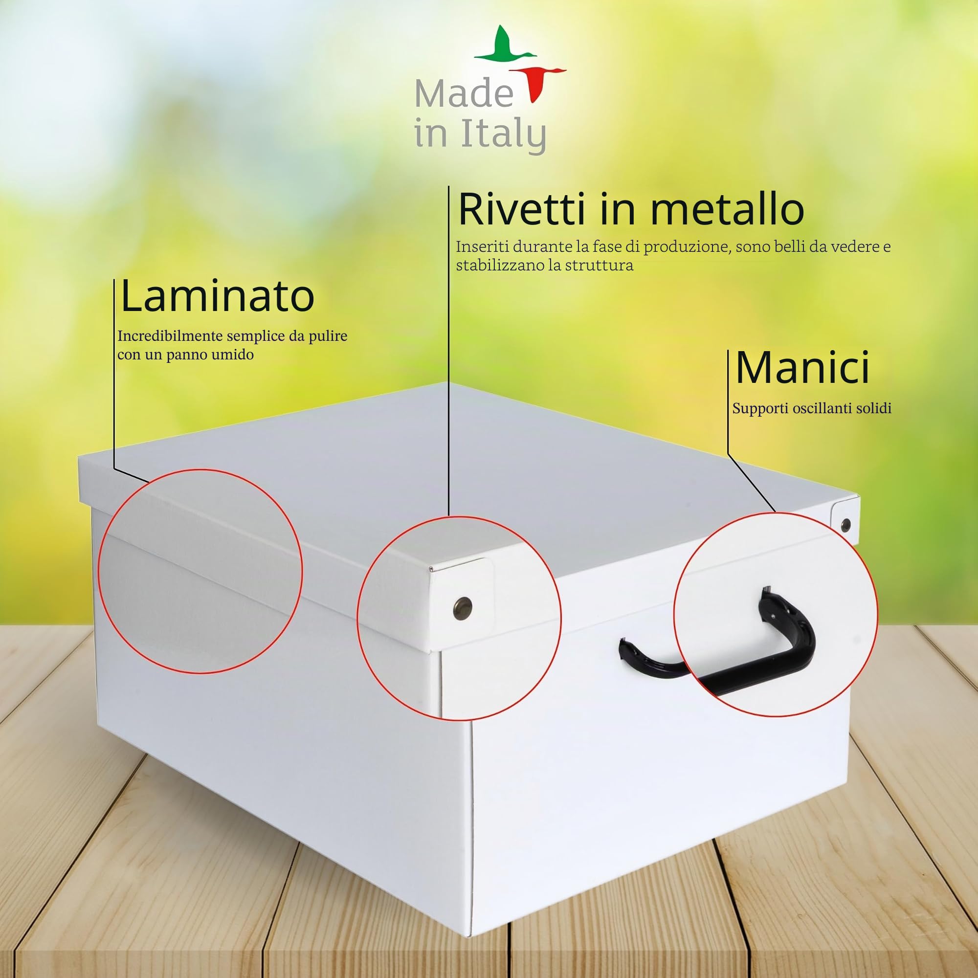 Lavatelli Set 6 Scatole Armadio Portaoggetti con Coperchio – Organizer Cambio Stagione in Cartone 39x50x24 cm – Made in Italy, Resistenti, Facili da Montare, con Maniglie, FENICOTTERI