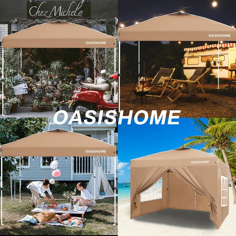 Miniatura 6 de OASISHOME Gazebo - Tienda de campaña portátil instantánea de 10 x 10 pies, bolsa, para patioexteriorbodas y eventos (caqui, 10 x 10)