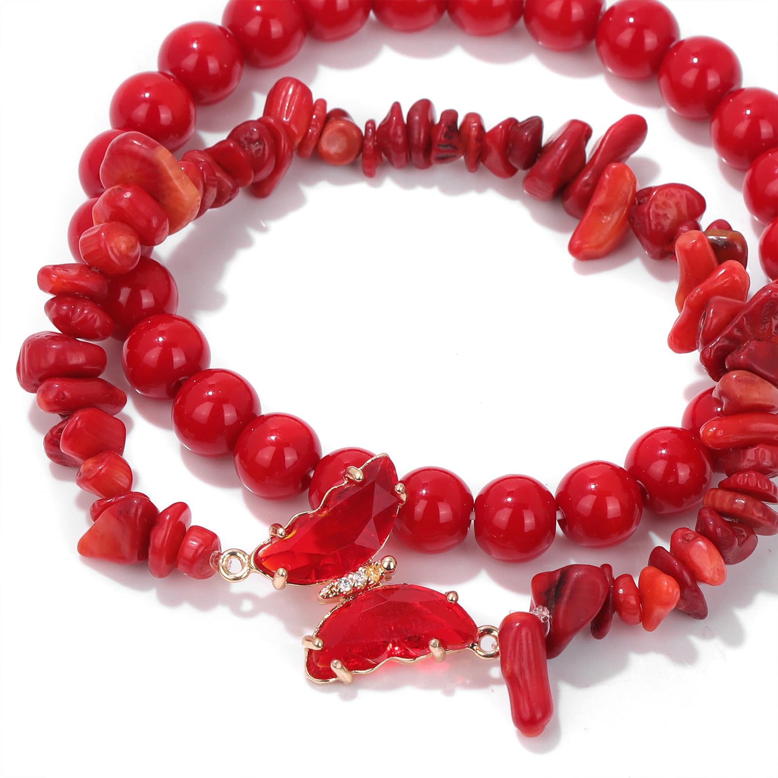 Pulsera de Amatista para Mujer, Pulseras de Amatista con Cuentas y dijes de Mariposa, Pulseras de Piedras en Capas para Mujer.