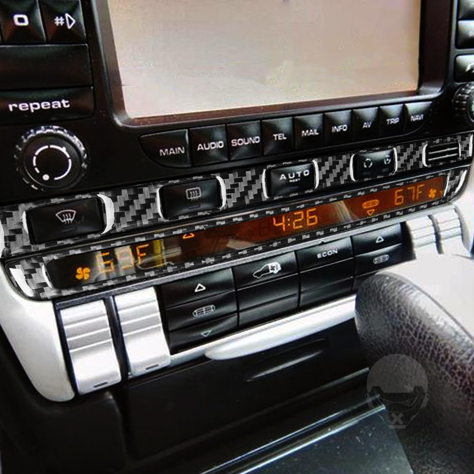 Real Premium Carbon Fiber Compatible with Porsche Cayenne S gts Turbo 2003 2004 2005 2006 2007 2008 2009 2010 Accessories Car Air Conditioning Control Panel Cover Sticker Decal Auto Interior Trim