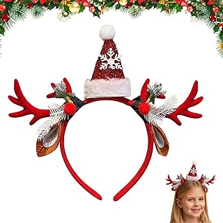 クリスマスヘッドバンド - 鹿サンタ帽子 コスチューム 変身ドレス | ヘア フープ,季節行事 ウェディング コンサート イベント向け