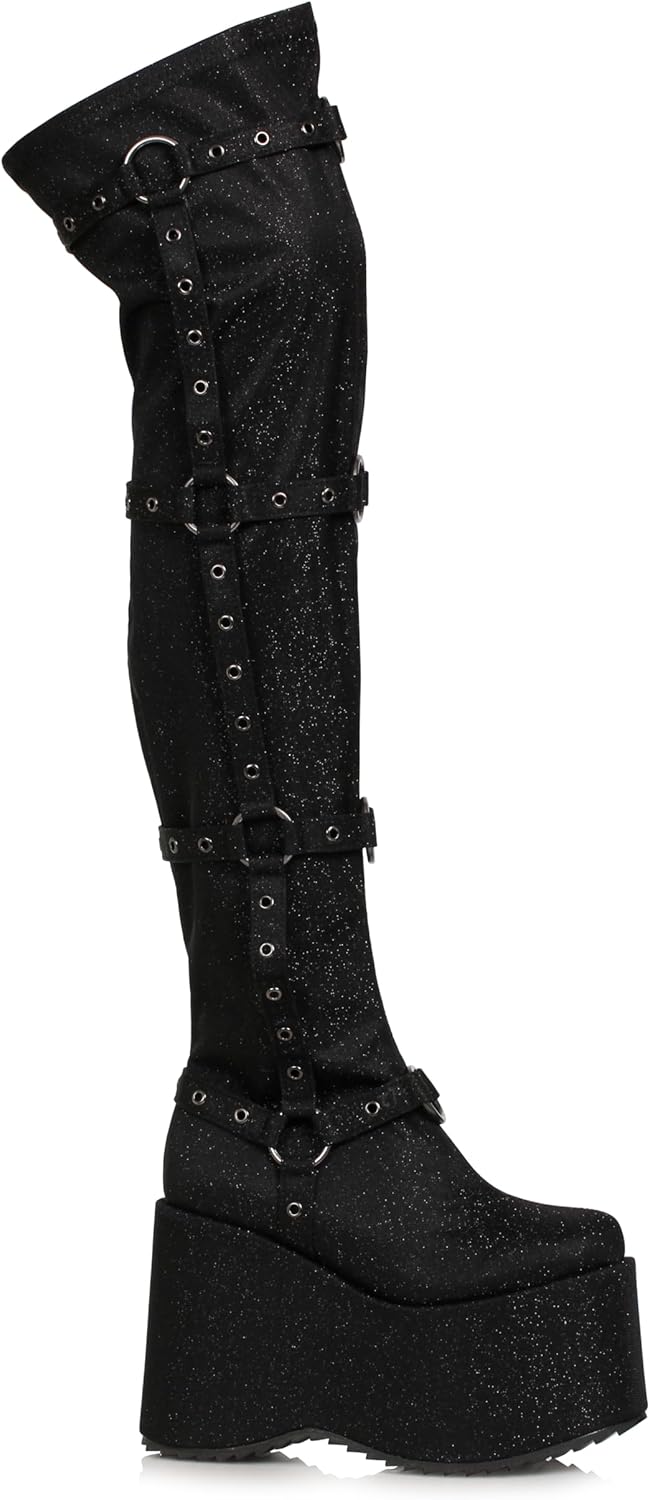 Ellie Shoes Women's Fumiko Boot, Black Glitter, 12