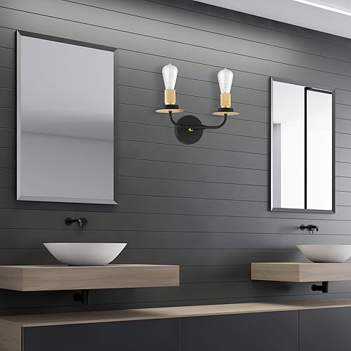 Miniatura 7 de Sunset Lighting Onyx - Lámpara de baño industrial (4 unidades), color negro y dorado