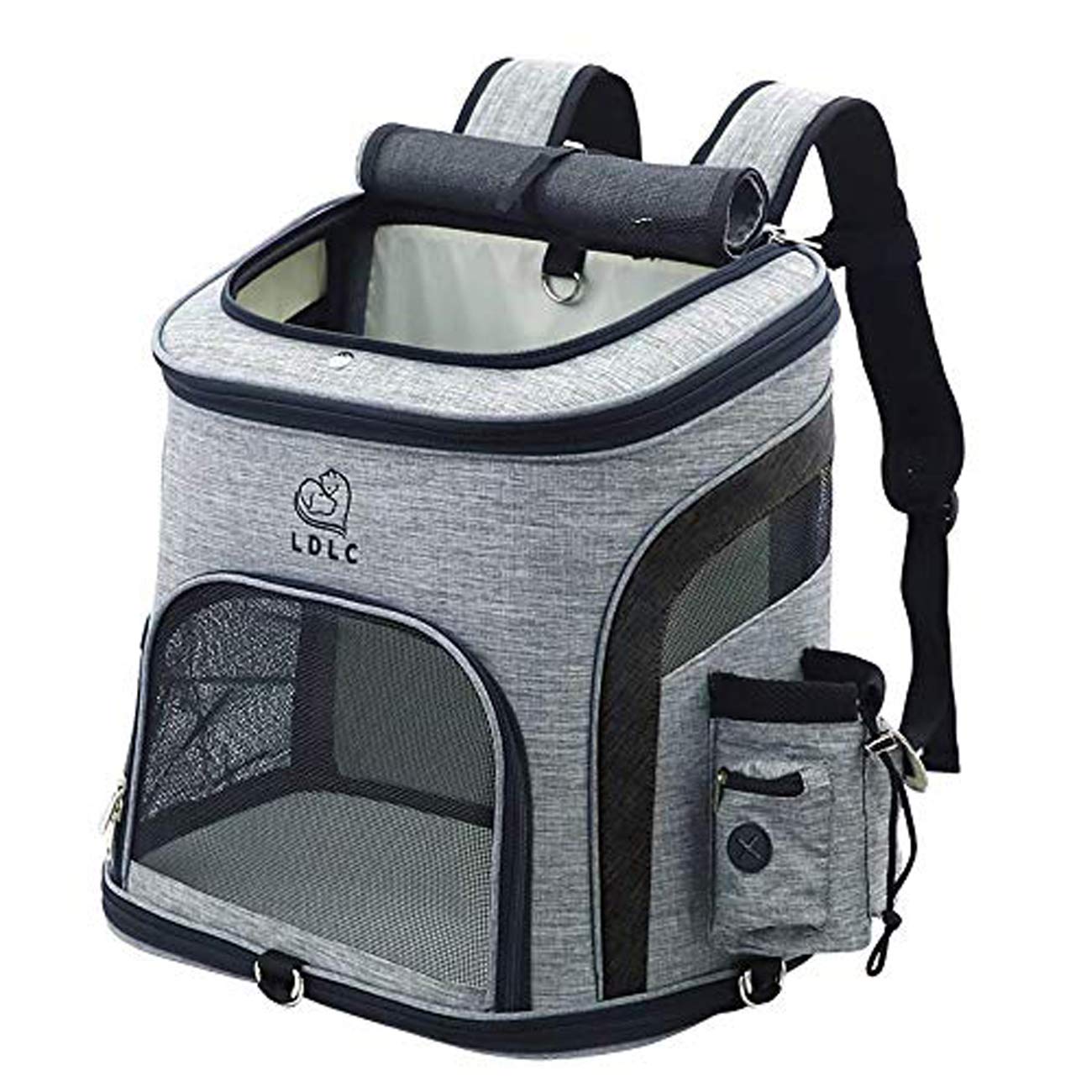 Tineer Mochila Perro Cachorro Bolsa con Malla para Perros medianos Grandes Perros, Bolsa de Viaje portátil para Mascotas para Caminar, Senderismo, Viajes al Aire Libre (L, Upgrade Negro)