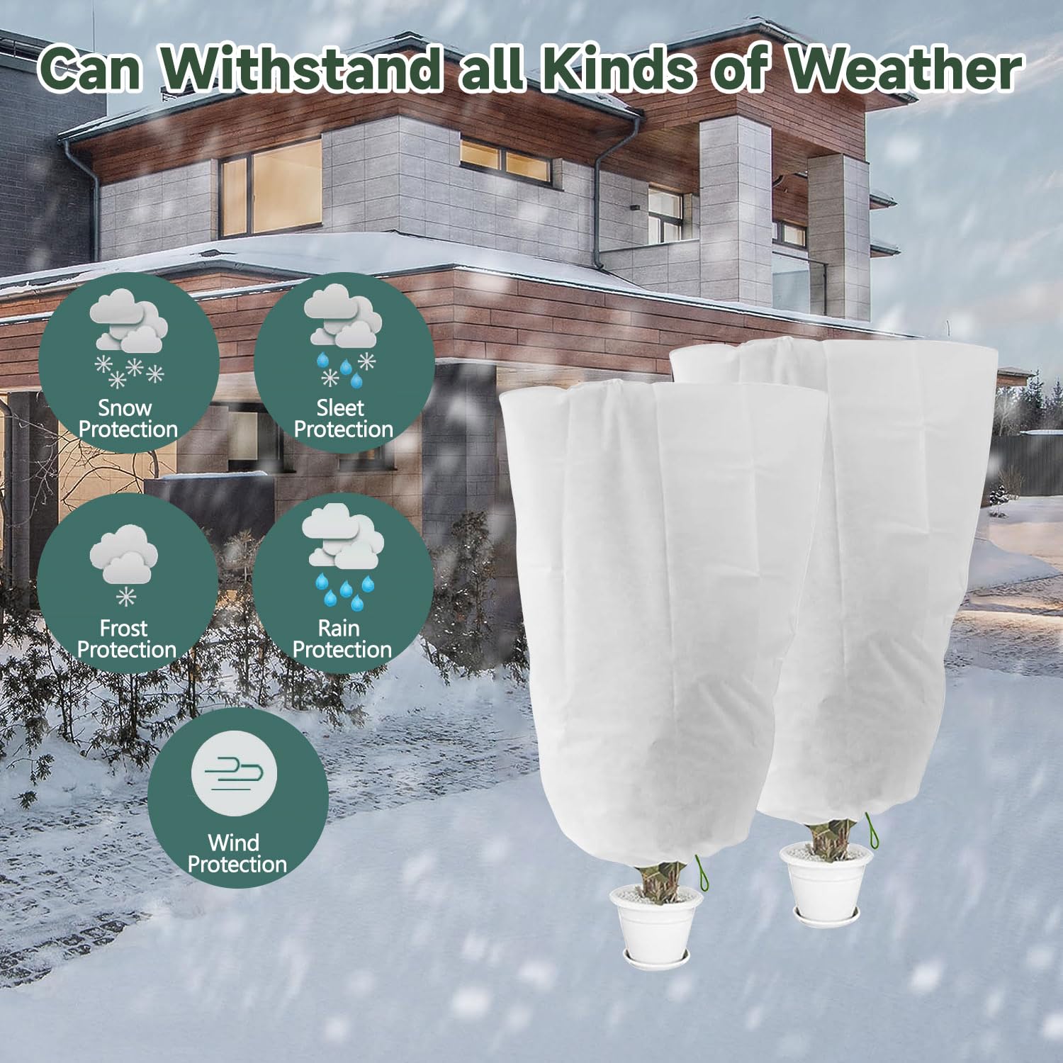 LangRay Cappuccio Protezione Piante Invernale, Copri Piante Inverno 80g/㎡Telo Antigelo per Piante con Cordoncino e Cerniera Copertura piante inverno per Arbusti e Alberi (Riso bianco, 80x100 2pcs