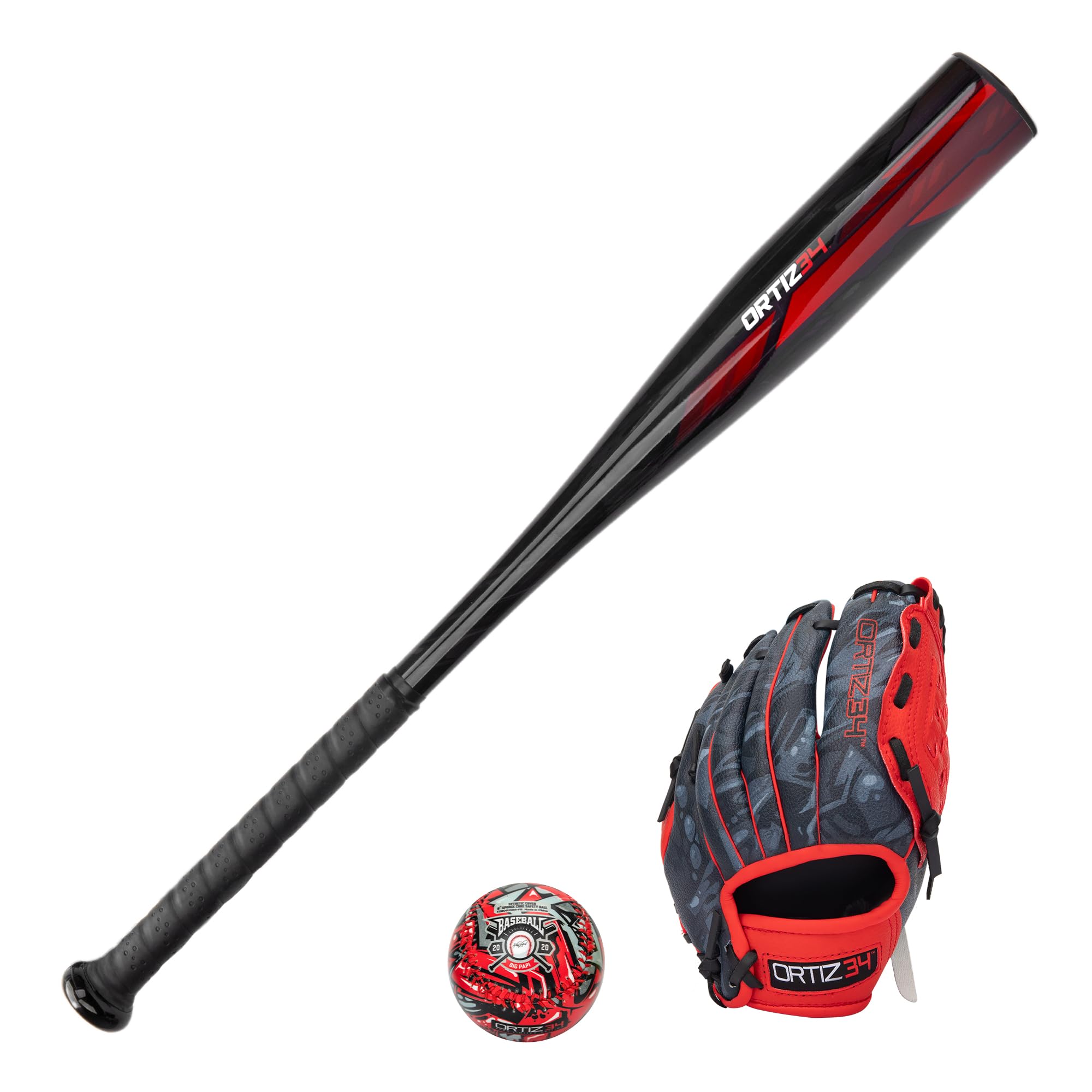 Youth T-Ball Set, 25” Signature Aluminum T-Ball Bat with -10 Drop, Foam Core T-Ball, 9” Lightweight Youth Glove, Vibrant Graffiti Print