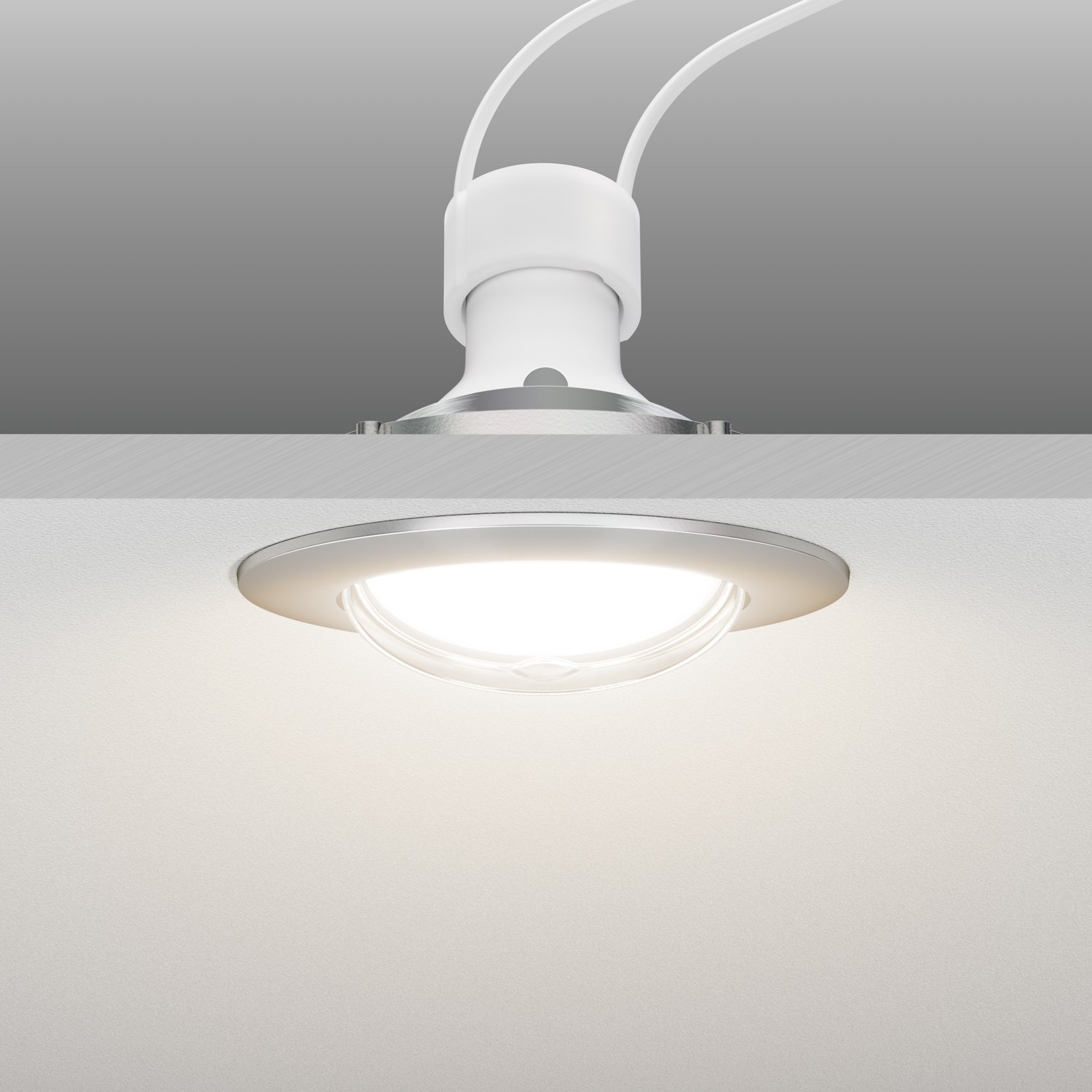 ledscom.de Reflektor wpuszczany LED DEX chrom matowy obrotowy GU49,14W każdy 450lm ciepłobiały okrągły 84mm Ø krąg śrubowy ok. 72-80mm Ø Zestaw 10 szt.