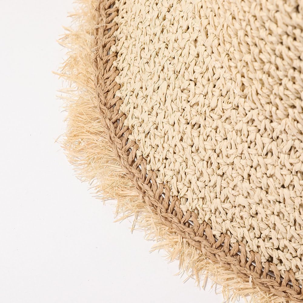 Summer Straw Bucket Hats for Women Floppy Sun Hats Crochet Bucket Hat Beige