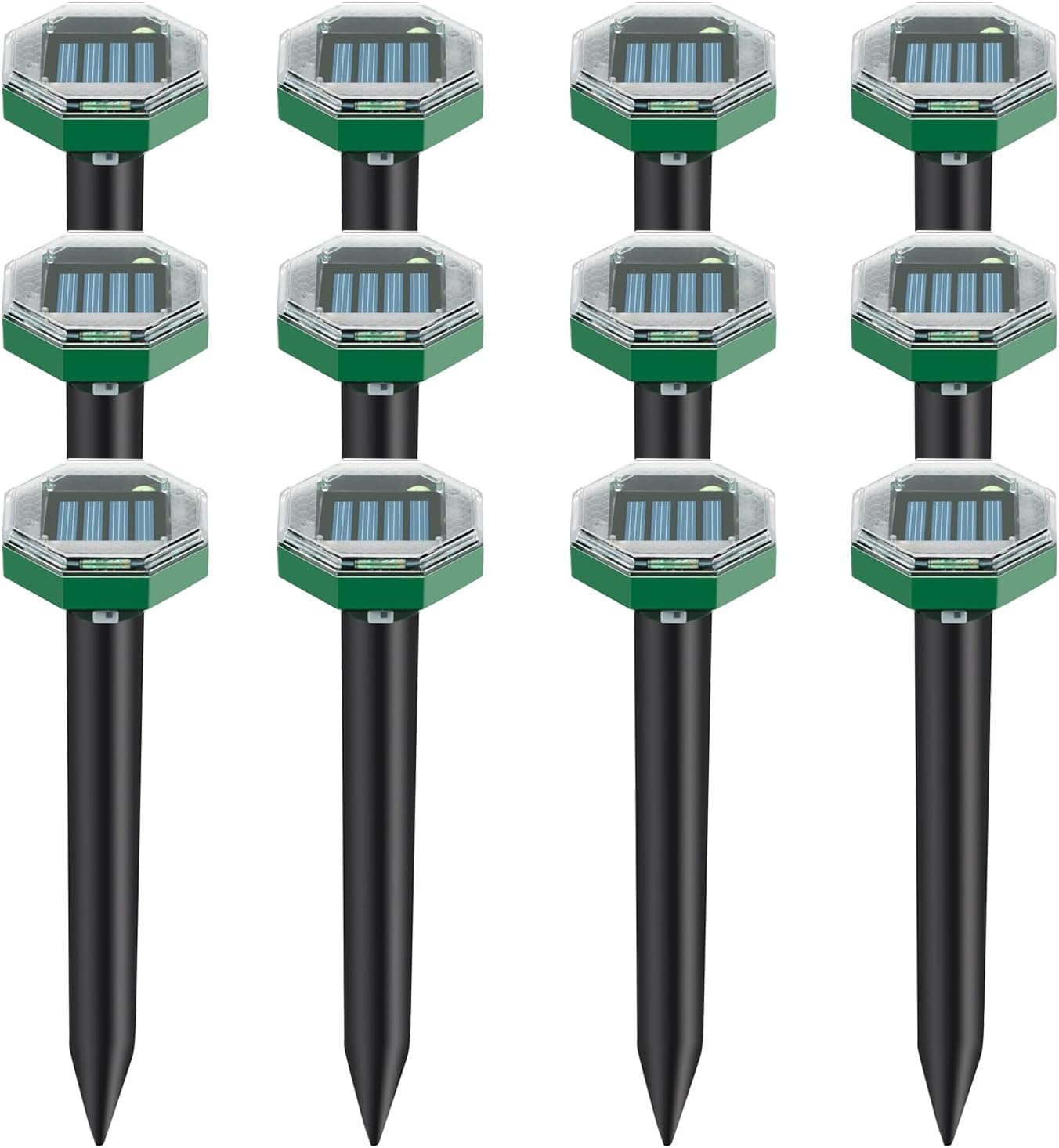 Solar Powered Mole Deterrent 12 Pack - Outdoor Garden & Lawn Protection Device, Weatherproof Design for Effective Mole Activity Reduction, Easy Installation