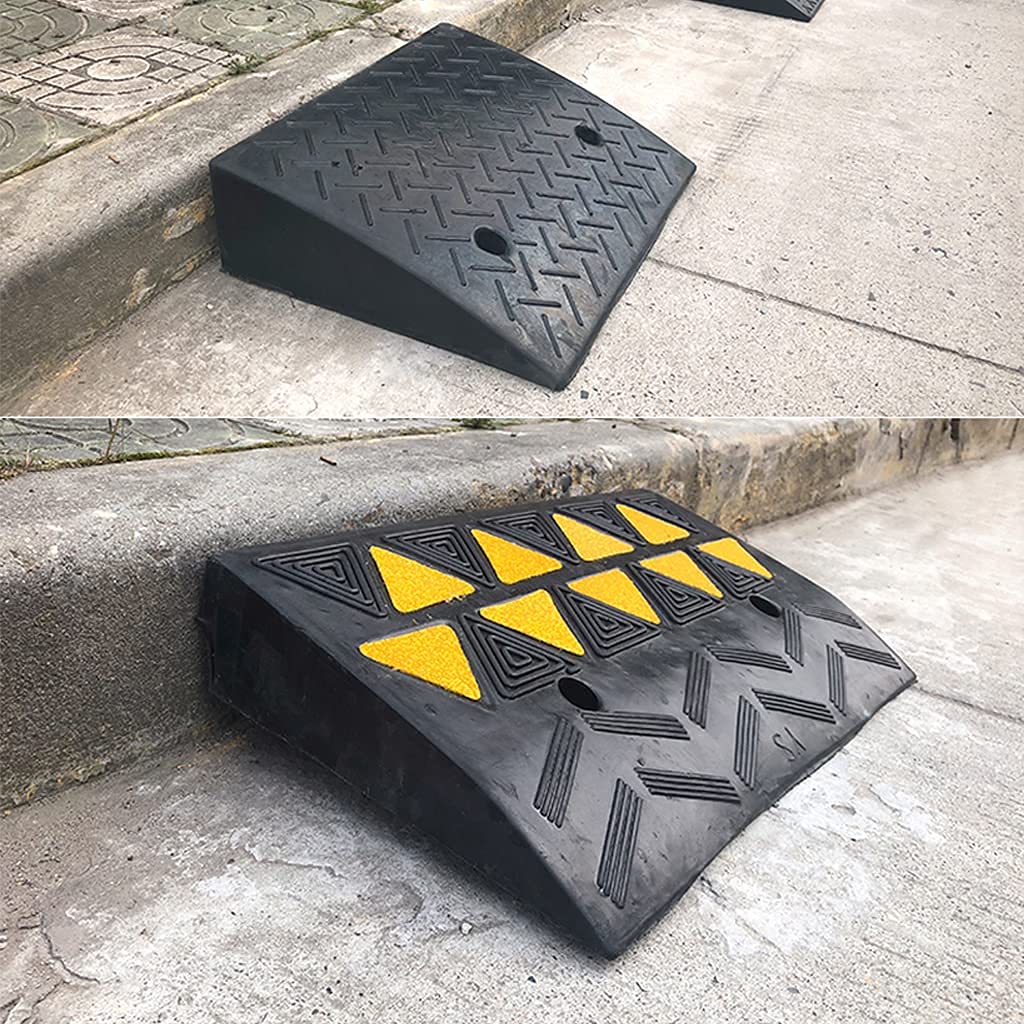 19 cm hohe, strapazierfähige Bordsteinrampe, belastbar bis 5 Tonnen, tragbare Schwellenrampe aus Gummi für Bordsteinstapler, LKW, Busse, Rollstuhl, Scooter-Fahrrad