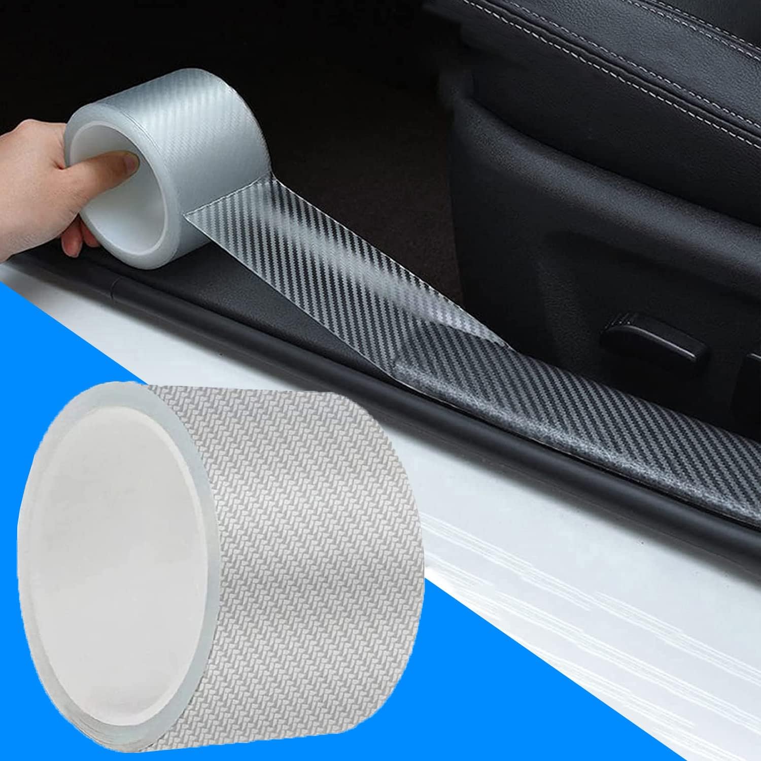 Amazon.co.jp SEAMETAL カーボンシート カーボン テープ式 ボディ保護フィルム 車用リアバンパープロテクター 車ドア