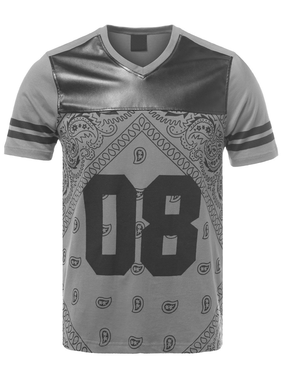 URBAN K Men's Hipster Hustle Bandana Print Crewneck T-Shirt