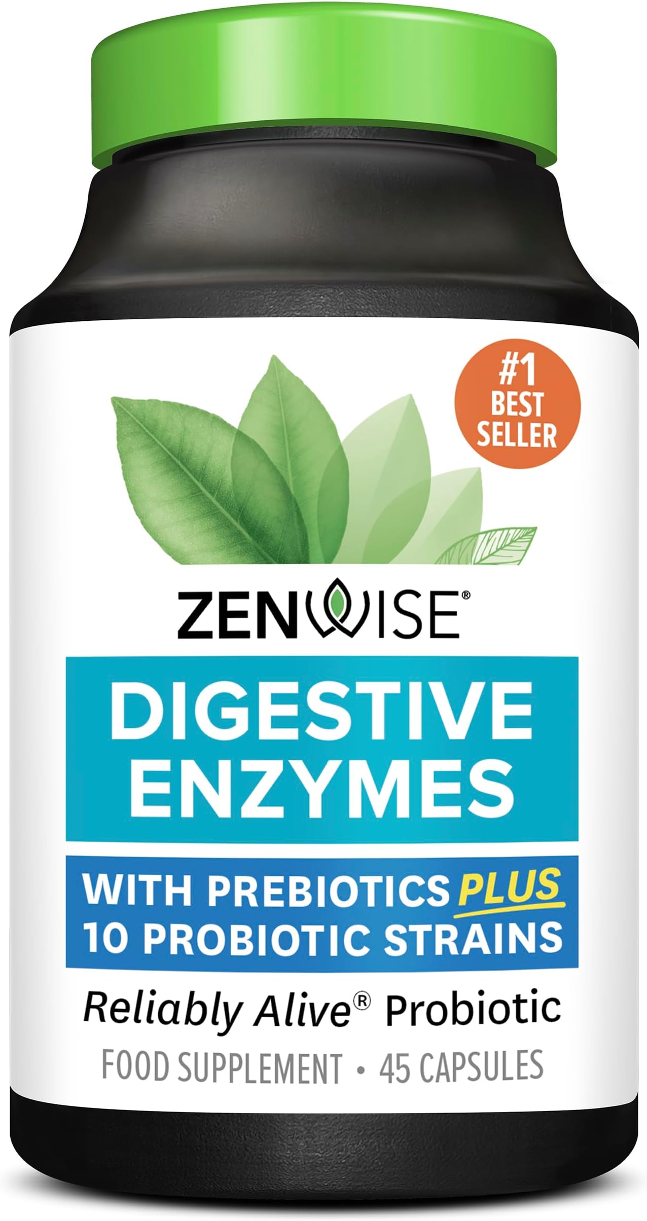 Digestive Enzymes + Probiotics for Gut Health and Prebiotics Fibre Supplements for Digestion - 48 Count