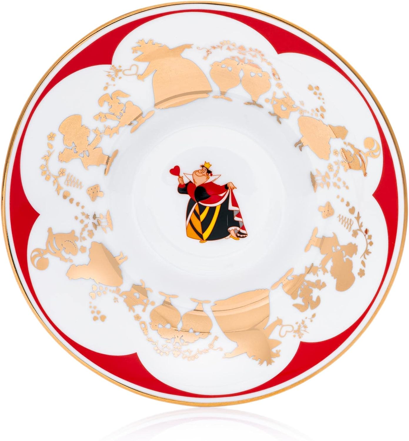 The English Ladies Co Disney Alice in Wonderland Queen Of Hearts Cup and Saucer, Fine Bone China, 7.5 × 15 × 15 cm, Multicolor