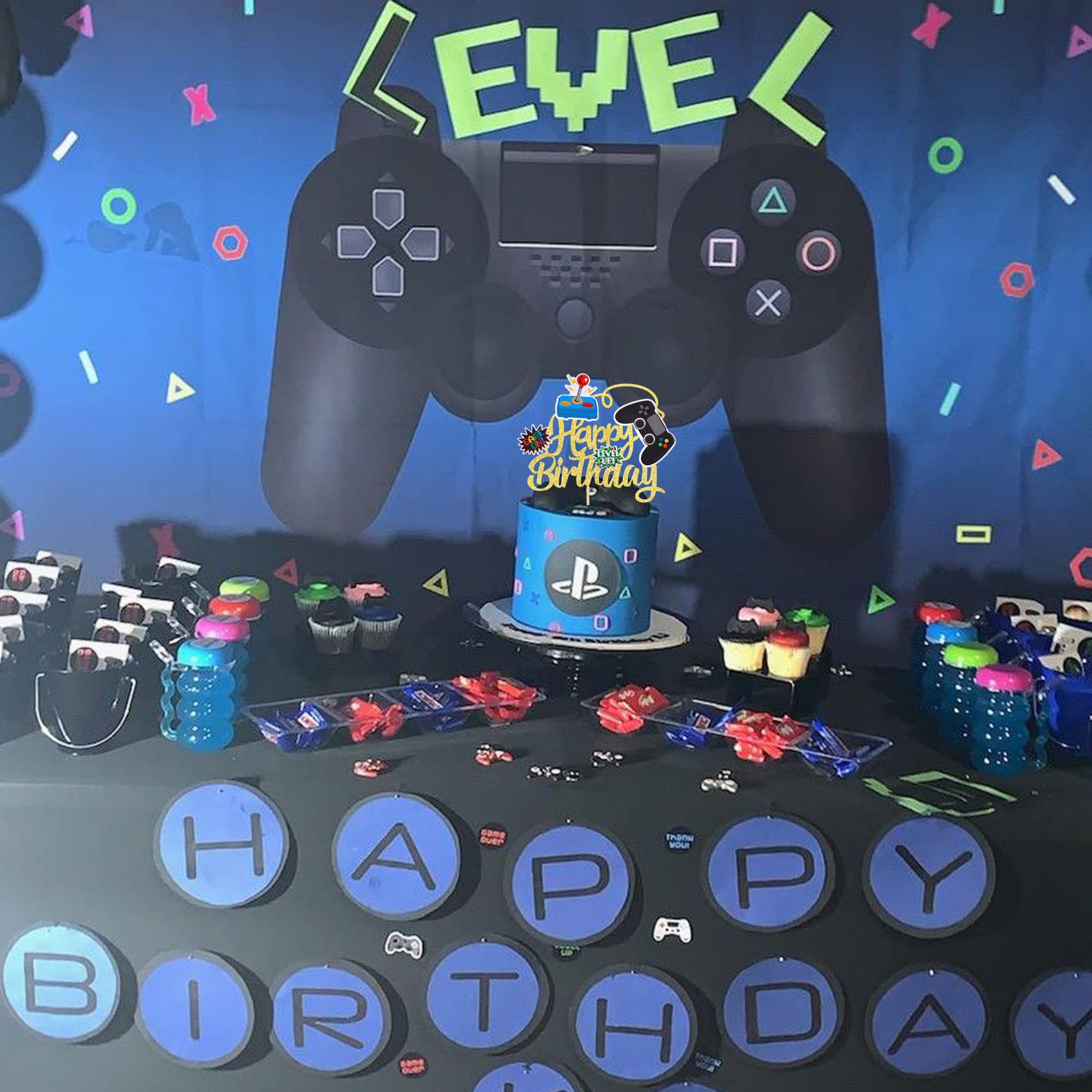 Happy Birthday Cake Topper – Game Controller Glitzer-Deko | 8-teiliges Set Für Gaming-Party