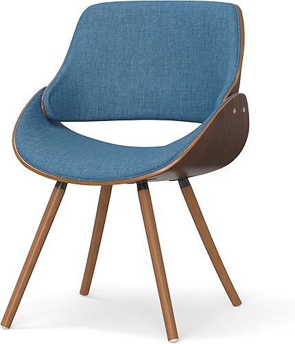 SIMPLIHOME Malden - Silla de comedor moderna de mediados de siglo de 18 pulgadas de ancho con respaldo de madera en tela tejida con aspecto de lino