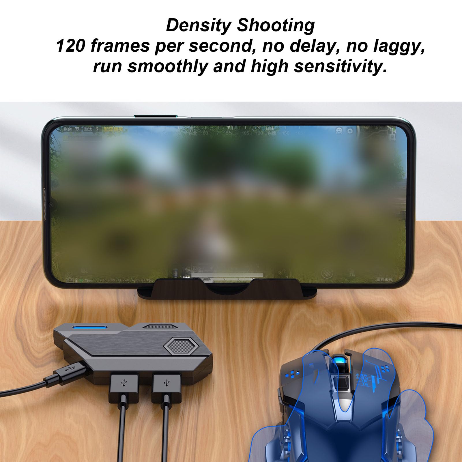 Juego de Convertidor de Mouse y Teclado para Teléfono Móvil, Kit de Teclado para Juegos RGB Combo de Media Mano y Mouse Portátil, Conexión Inalámbrica por Cable, Compatible con