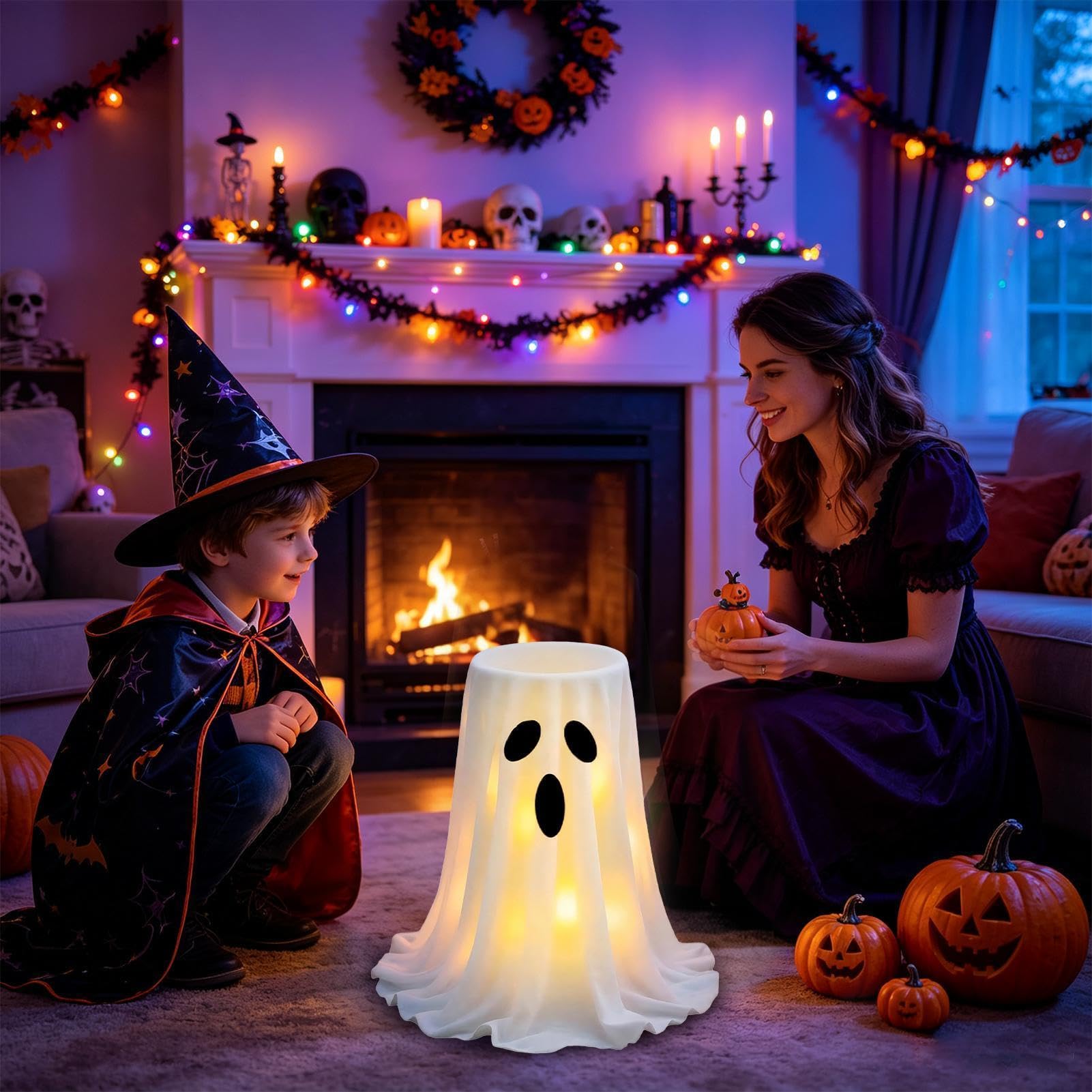 Zewnętrzny Na Cukierki Z Duchem Świecąca Dekoracja Duch Halloween