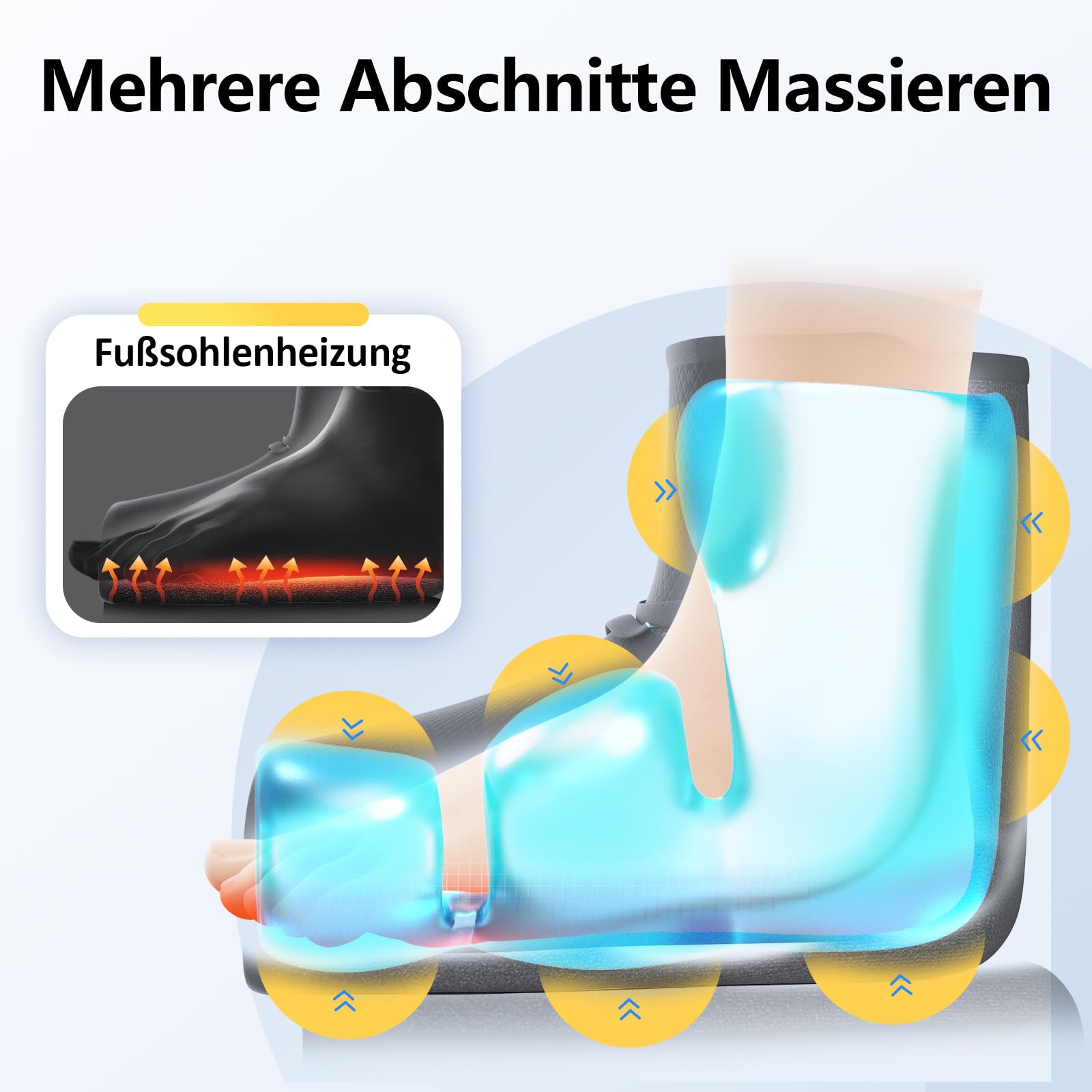 Comfytemp Kabelloses Fußmassagegerät Luftkompression Massage mit 2500mAh Akku,Fußsohlenheizung mit DIY für Knöchel,Ferse,Sohle,Fußrücken für beide Füße（1 Stück） Geschenke Mütter, Frauen, Mama, Papa