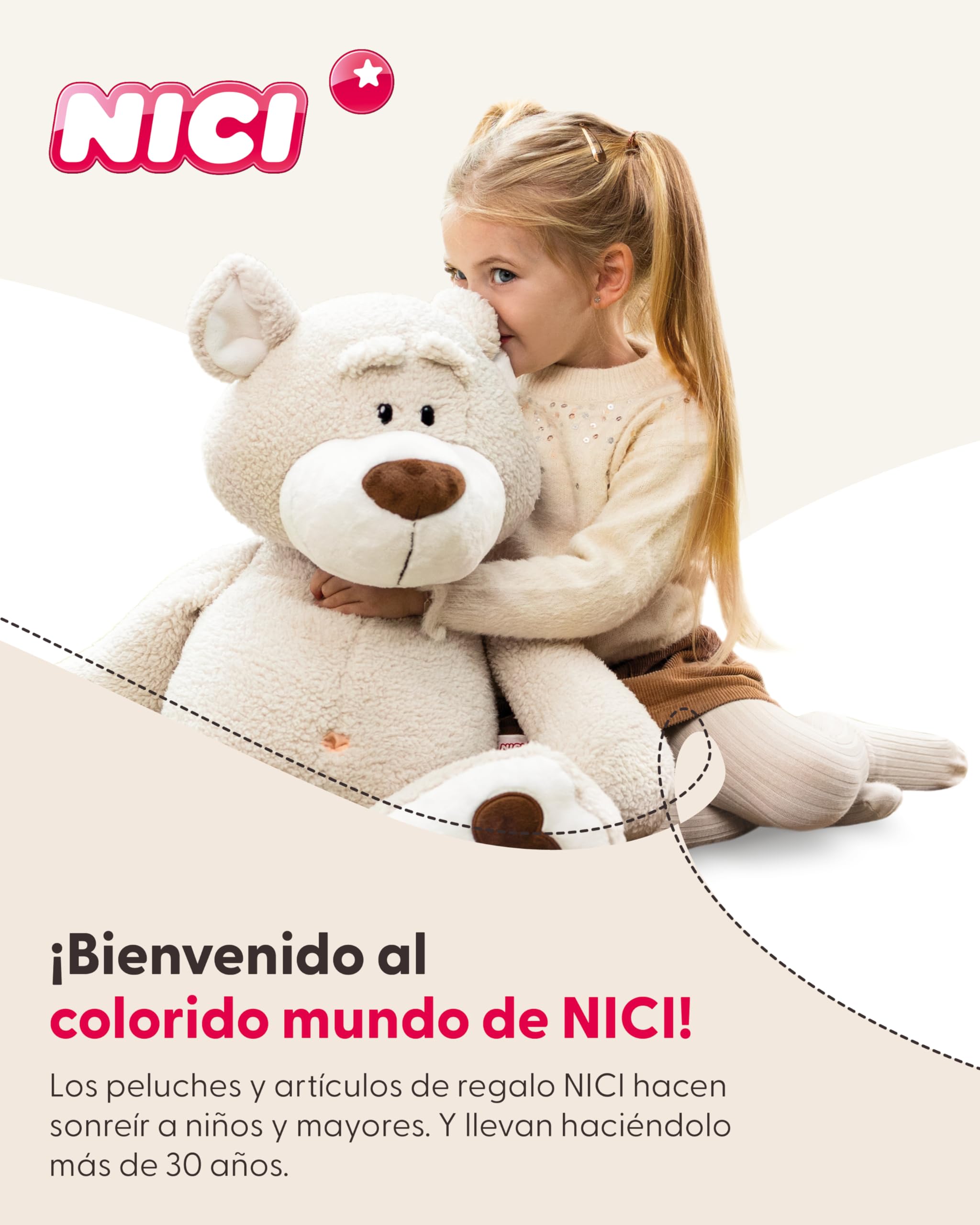 NICI Conejo Lopino de 43 x 25 cm, marrón, Suave cojín con diseño de Animal, niñas, bebés y Amantes de los Peluches, Ideal para casa, guardería o Viajes, 62335, Color