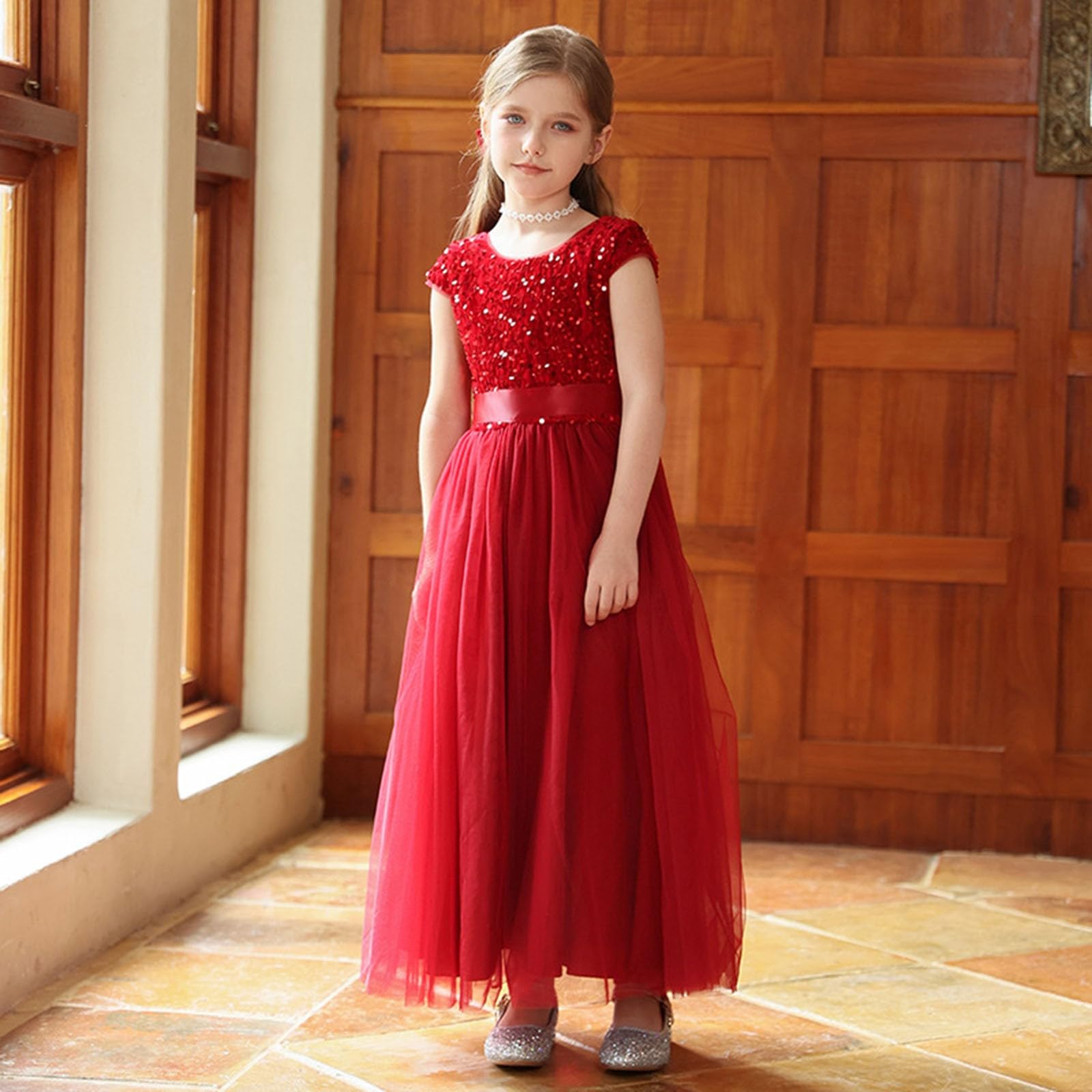 Genérico Vestido de ceremonia elegante para niña tutu con falda y cinturón ideal para recital o espectáculo de belleza, perfecto traje festivo para niños, adecuado para conciertos presentaciones y