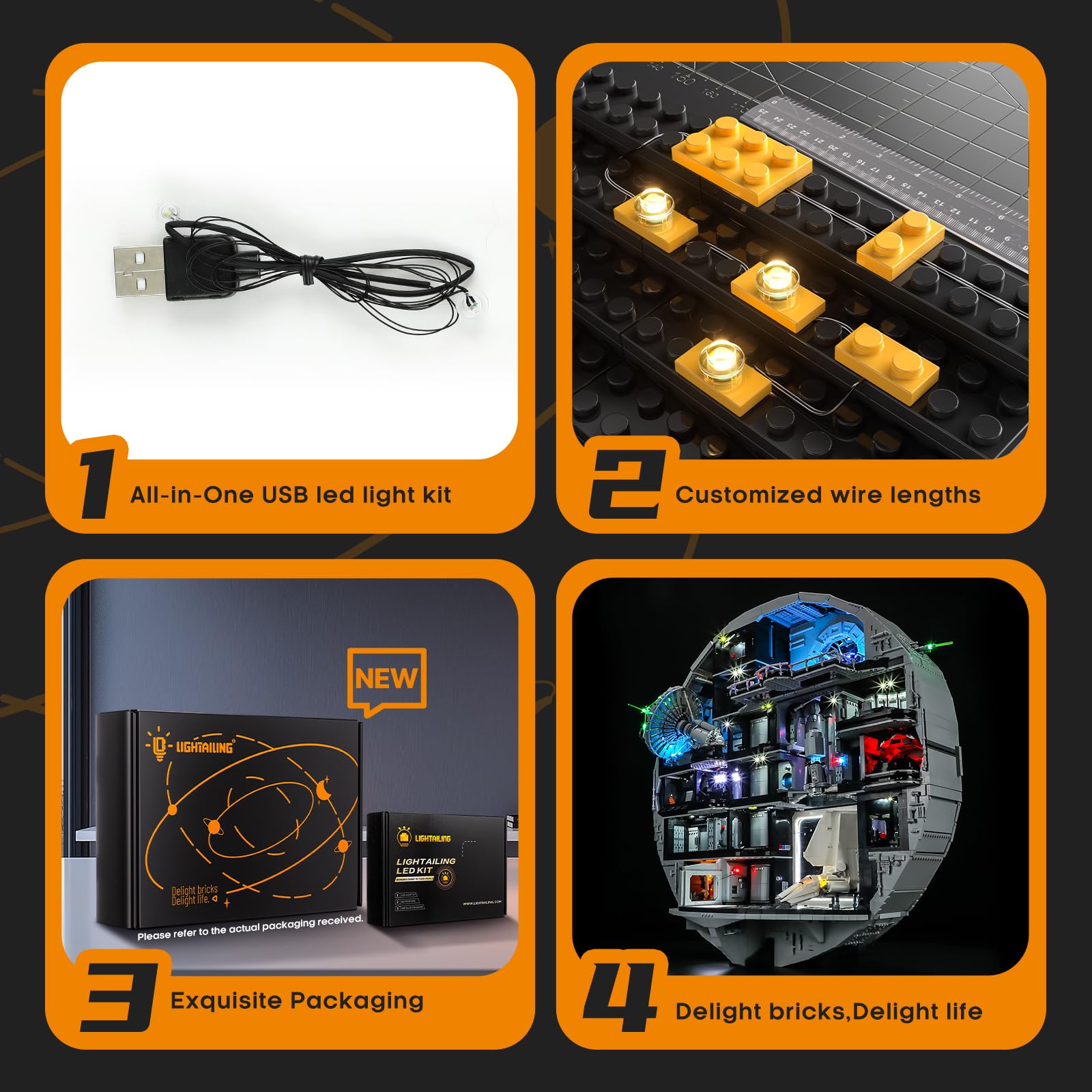 LIGHTAILING Jeu de Lumières pour Lego-75419 L'Étoile de la Mort - Installation Facile, câblage Discret, décoration d'intérieur et prêt à Offrir (modèle Non Inclus)