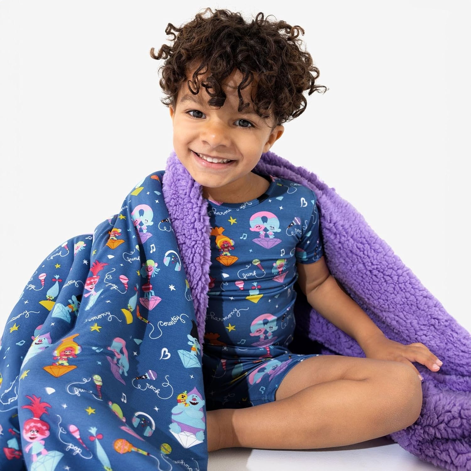 Bellabu Bear Trolls Kids Shorts Set for Boys & Girls, Matching Family Pajamas, Rayon from Bamboo