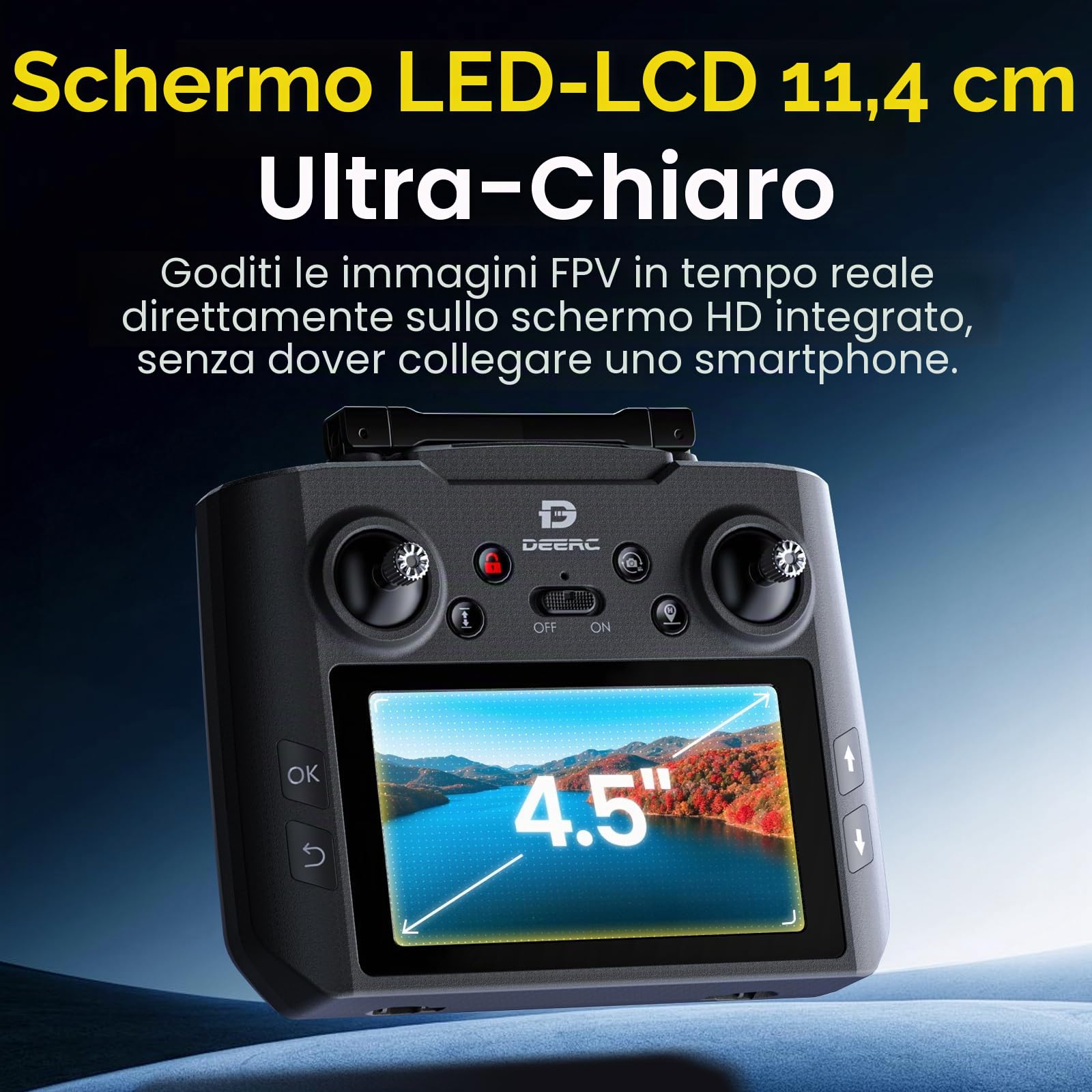 DEERC D35Pro Drone con Fotocamera 4K, Professionale per Adulti, Controller con Schermo HD, Motori Brushless, GPS, Follow Me, Ritorno Automatico, Trasmissione 5G, 40 Min di Volo