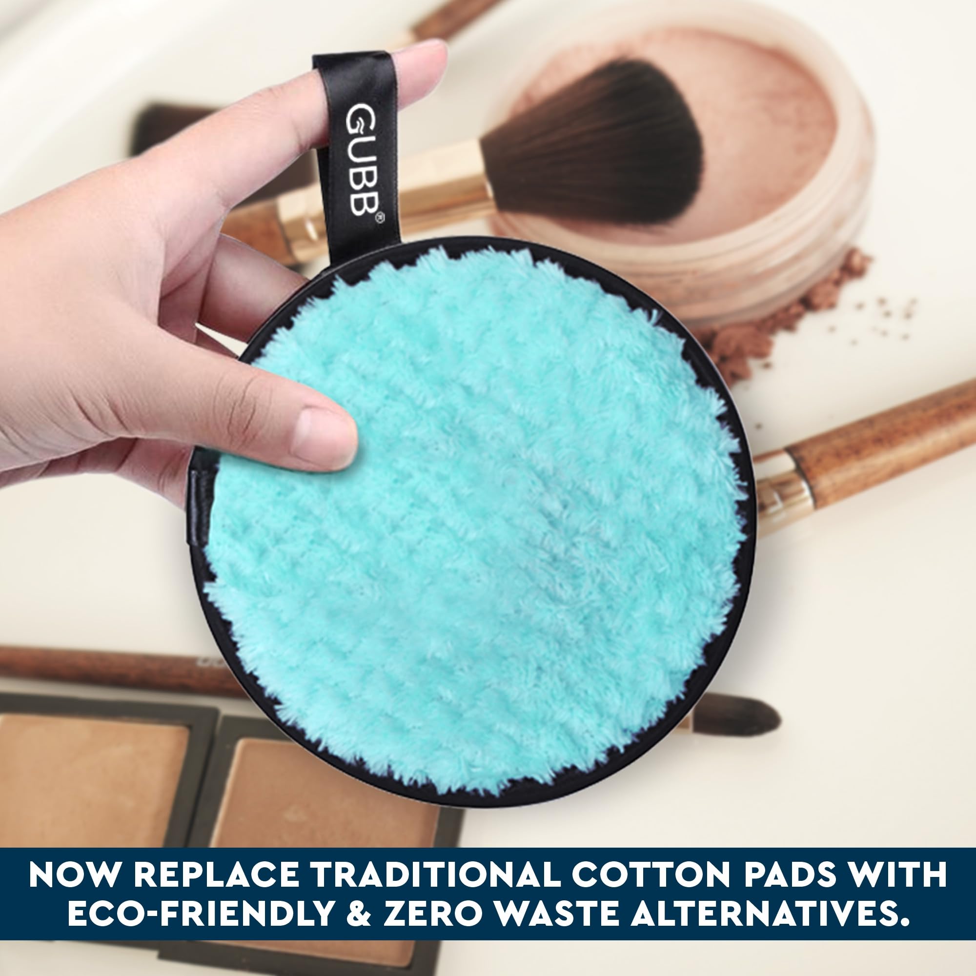 GUBB Makeup Remover Pads | Soft Round Facial Cleansing Pad Towels | Double-Sided and Washable Make Up Removers | Microfiber Sponge Pads for Deep Cleansing Facial Make-up | Safe for oily, dry or sensitive skin | Pack of 2 (Purple & Pink)