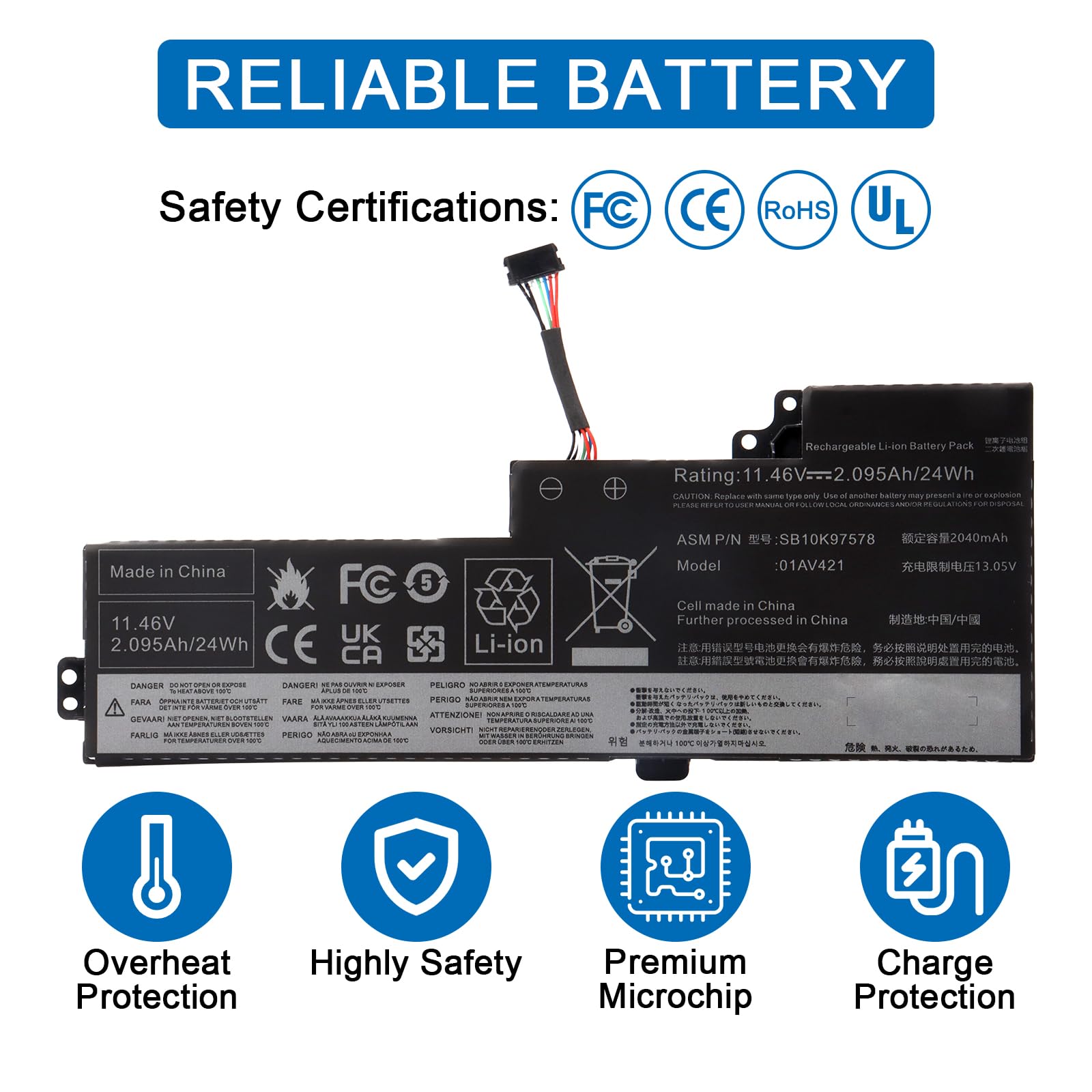 01AV421 01AV419 01AV489 01AV420 SB10K97577 Laptop Batteria per Lenovo ThinkPad T470 T480 T480 T580 A475 A485 TP25 Series Notebook, per Lenovo Laptop Thinkpad Battery SB10K97576 SB10K97578