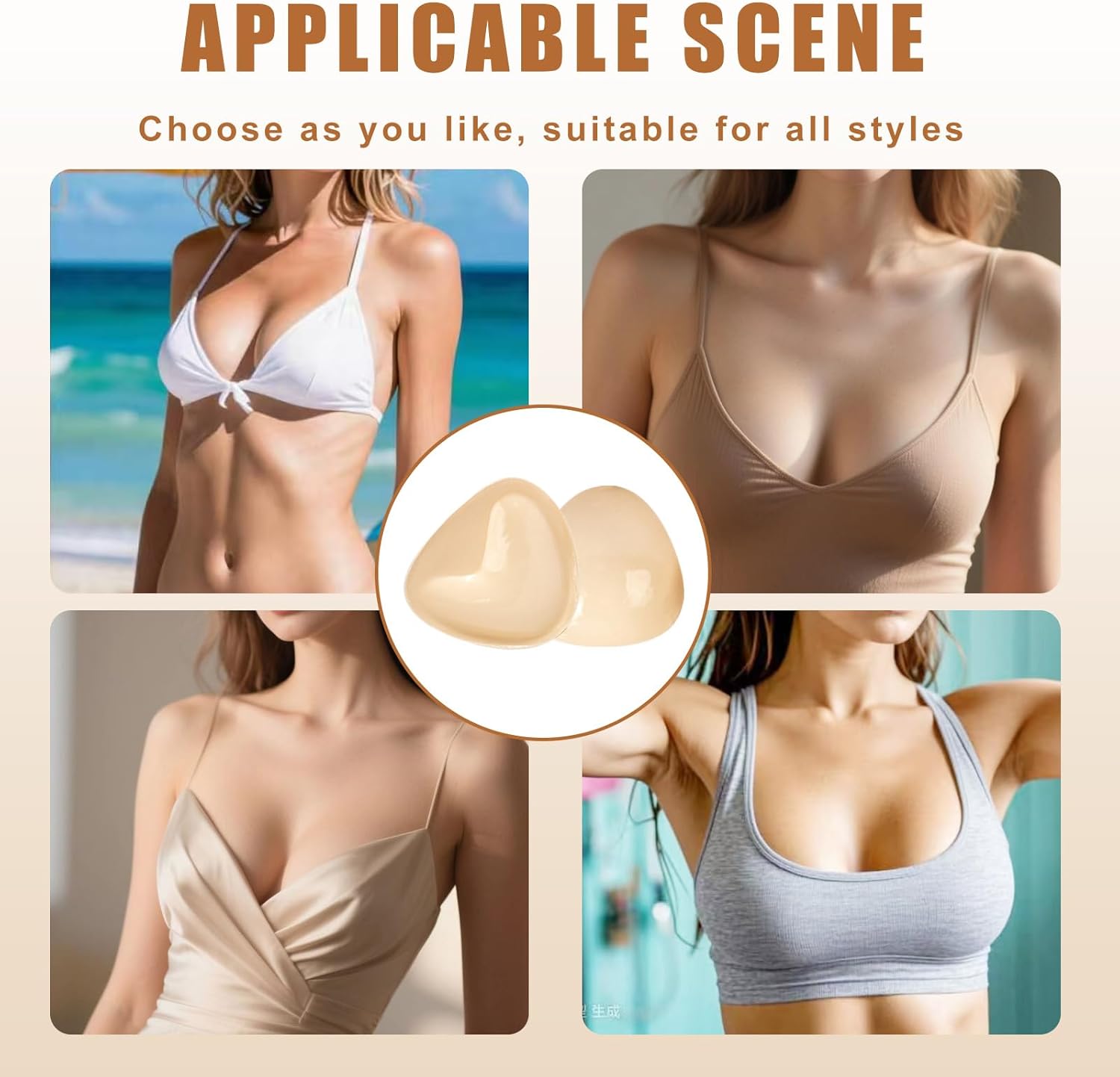 Double Sided Sticky Bra, Invisible Push-Up Bra with Removable Pads, Reusable Strapless for Bikini, Sports - Image 6