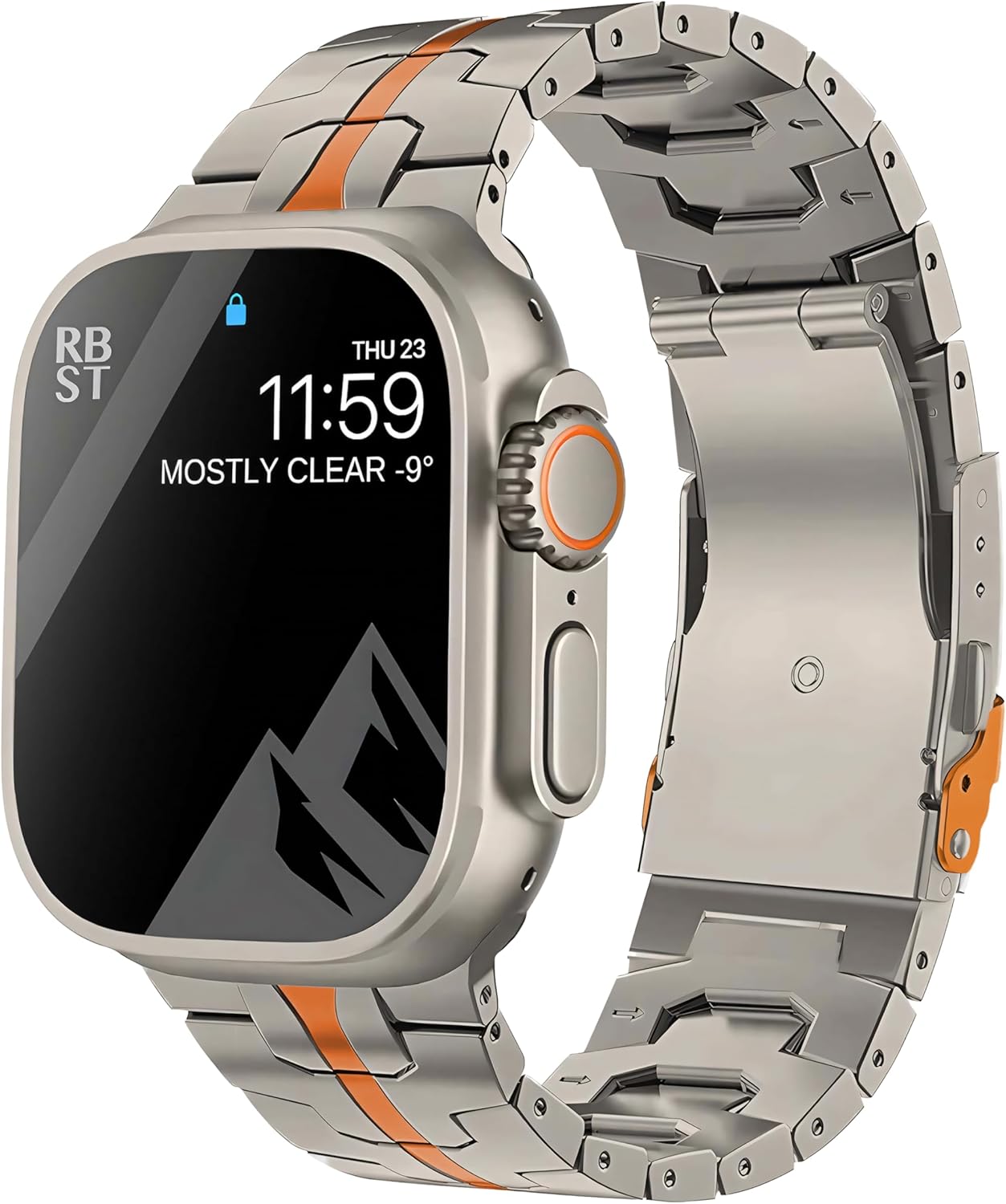 Titanium Band Compatible with Apple Watch Ultra & Ultra2 49mm 46mm 45mm 44mm, Durable Lightweight Titanium Metal Strap, for iWatch Series 10 9 8 7 6 5 4 3 2 1 SE Men Women Bands