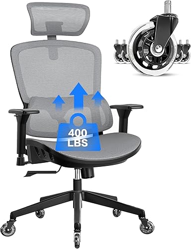 resiova Silla de oficina ergonómica para computadora, sillas de malla con respaldo alto, silla de computadora con soporte lumbar y reposabrazos