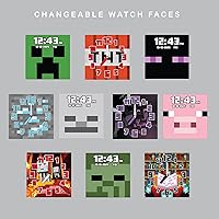 Vista 4 de Minecraft - Reloj inteligente LED interactivo con temática de juegos para niños, 10 caras intercambiables, contador de pasos, calculadora