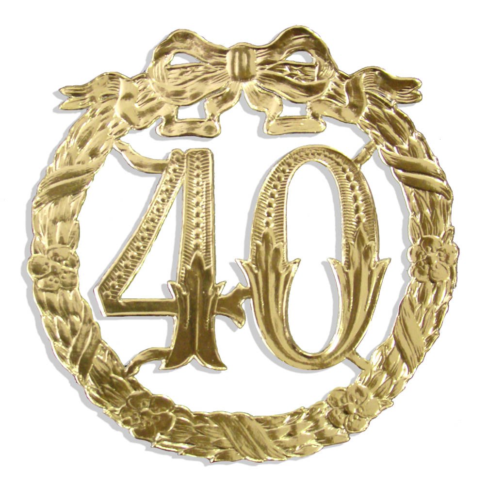 Kunze Dresden Party Anniversary Jubilee Number 40, 5-1/8-Inch, Gold