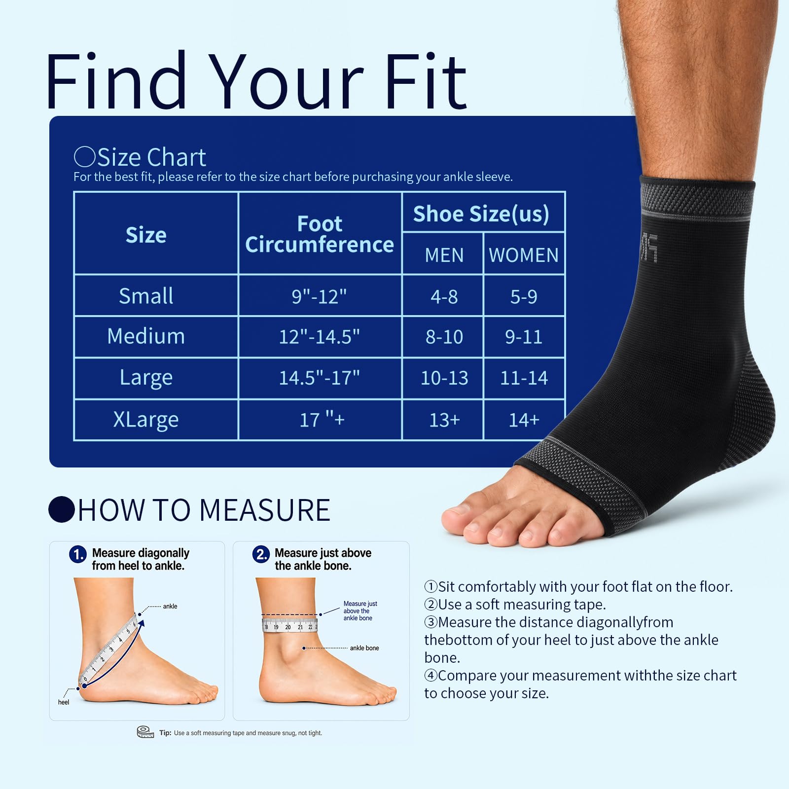 Calcetines ajustables para pies, tobillera de compresión con gel de silicona, soporte de arco – aumenta la recuperación de dolor en las articulaciones, esguinces, fascitis plantar